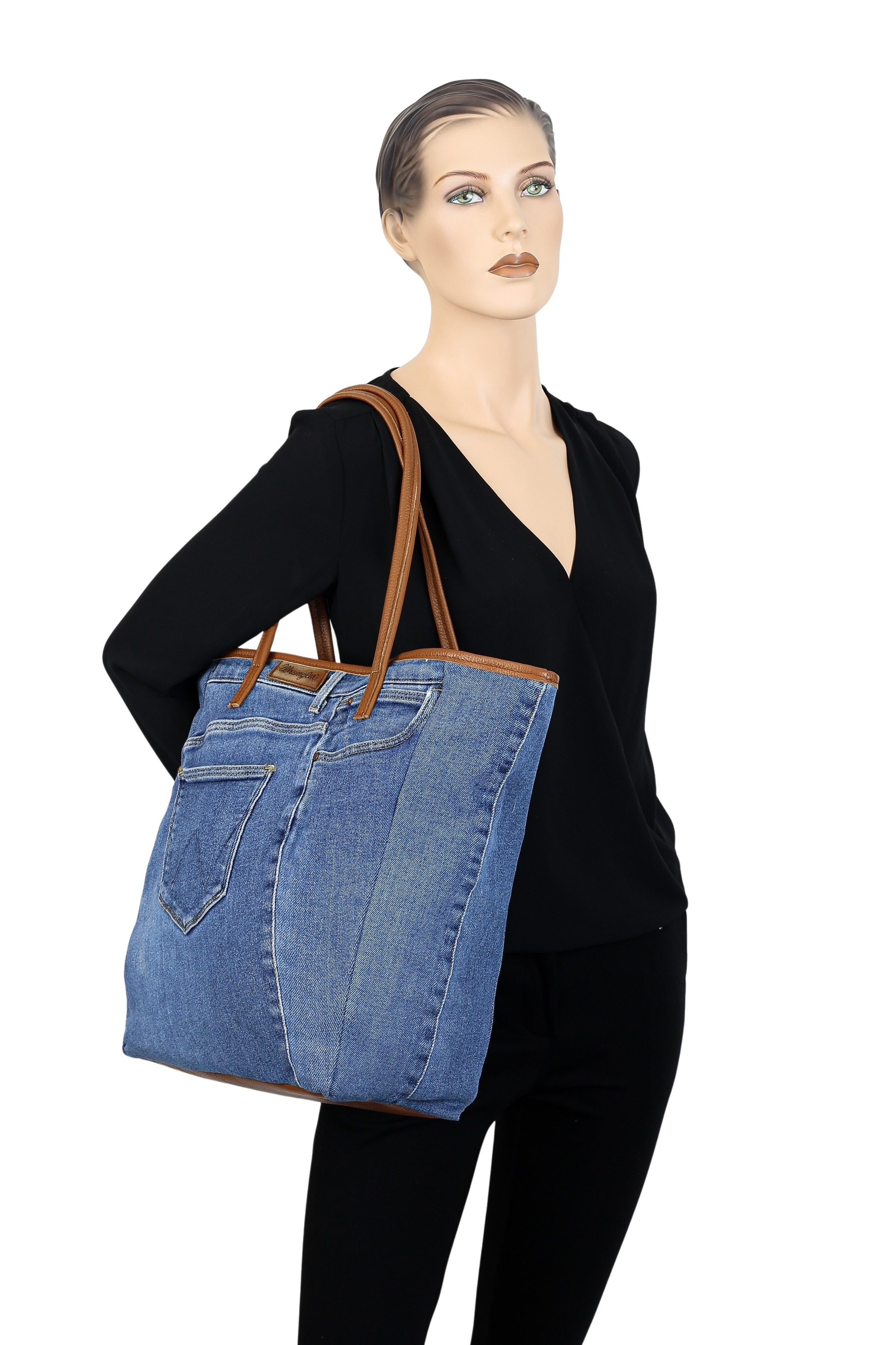 COLLEZIONE ALESSANDRO Schultertasche »BellaBlu«, Jeanstasche mit italienischen Leder