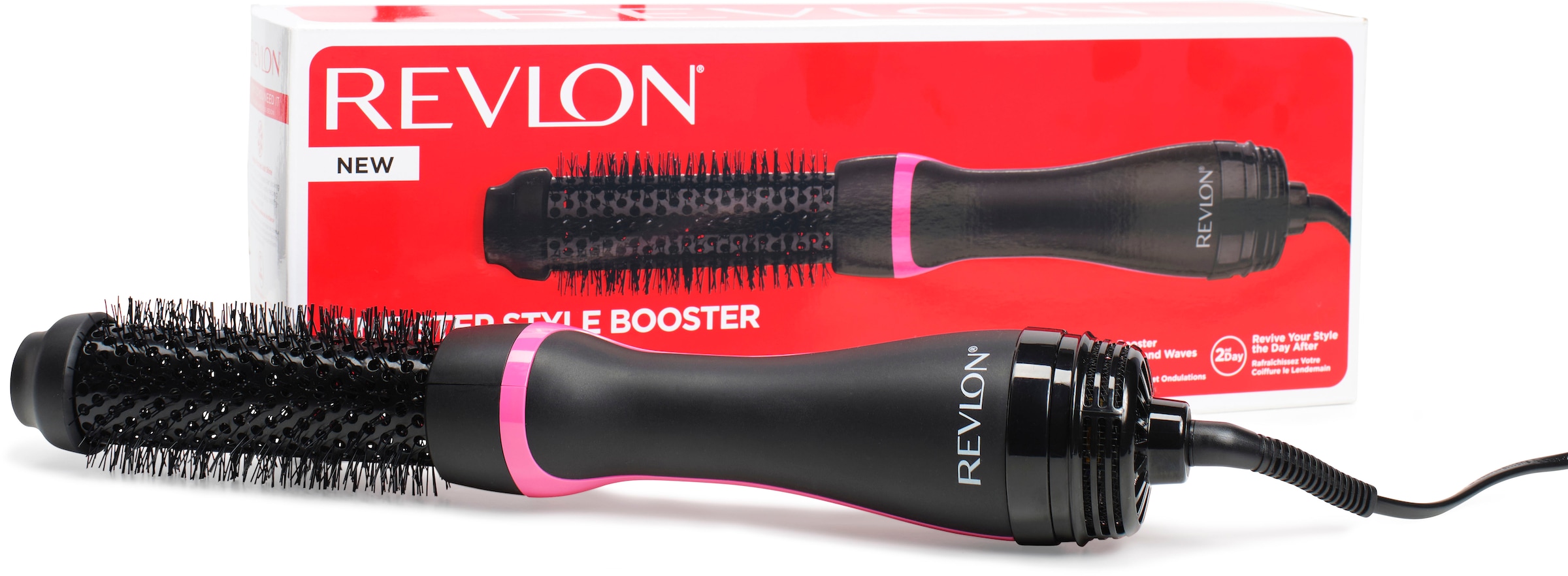 Revlon Warmluftbürste »RVDR5292UKE One-Step-Style-Booster – Rundbürstenföhn und Styler«, 1 Aufsätze}, mit Dual Stecker für UK/EU - ideal für Reisen