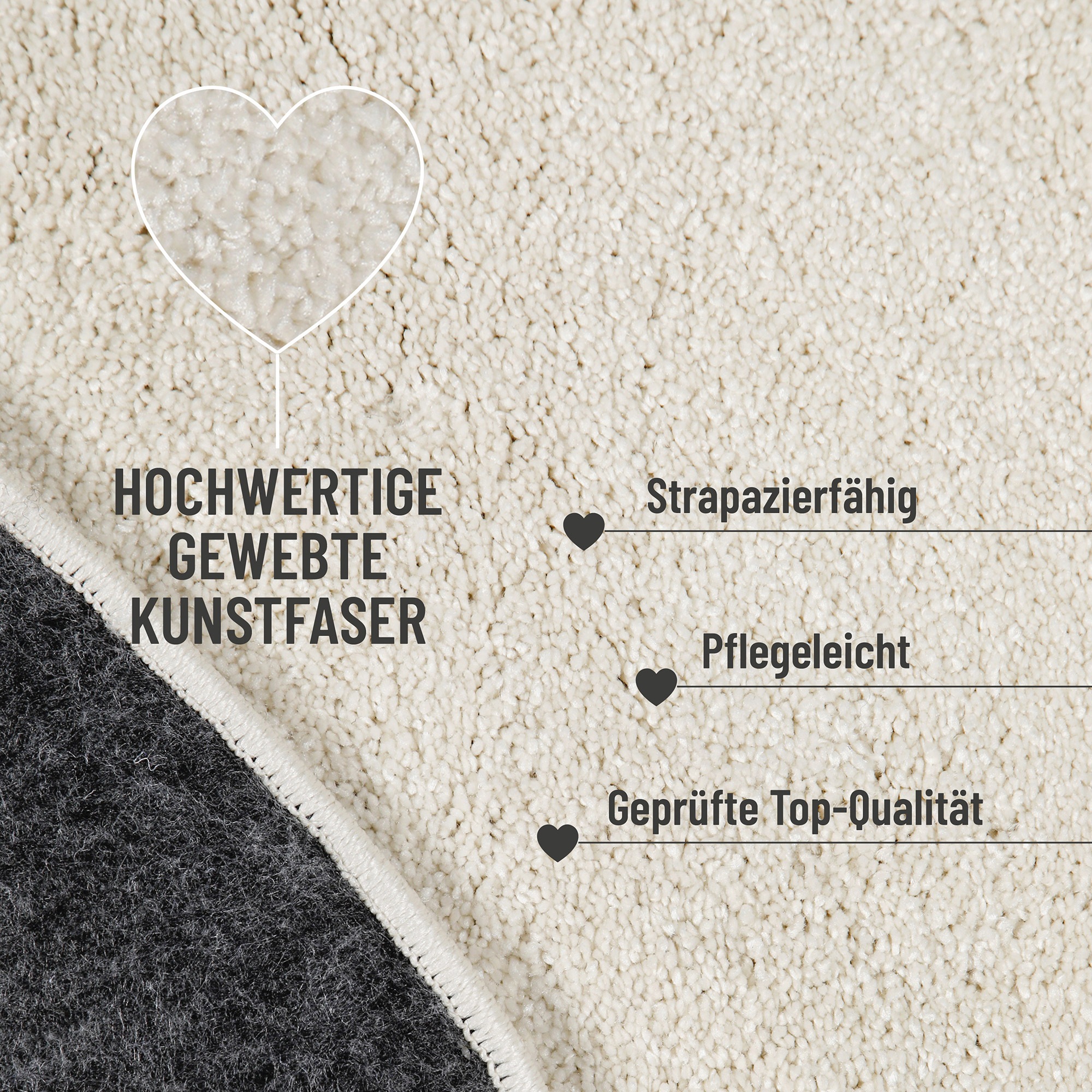Hochflor-Teppich WECON HOME "Manta", beige (creme weiß), B:200cm H:25mm L:290cm, Polyester, Teppiche, Läufer, Langflor maschinell gewebt, robust, Wohn- & Schlafzimmer, uni 3
