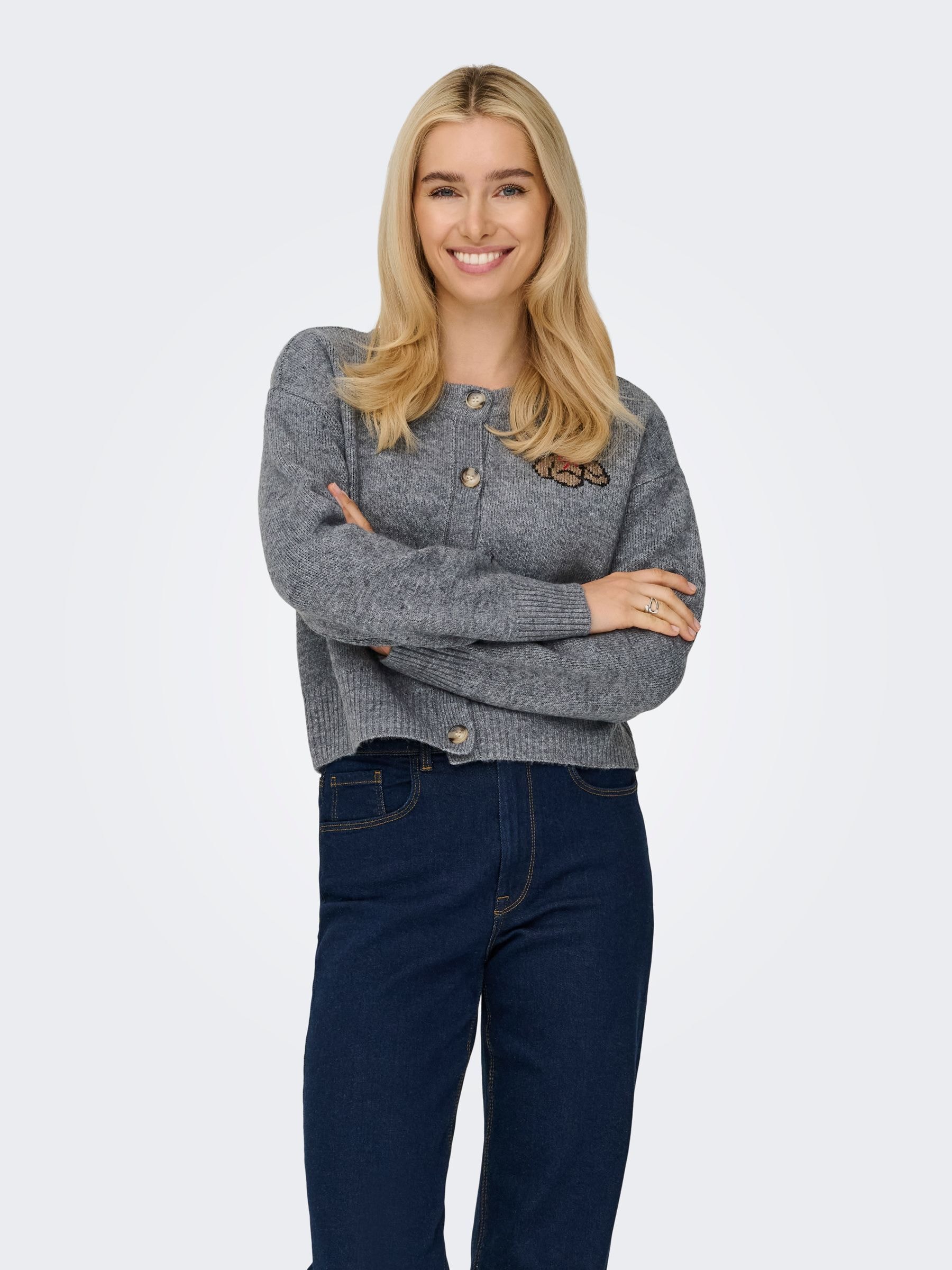 ONLY Strickjacke "ONLTEDDY LS CARDIGAN EX KNT" mit Teddy Motiv günstig online kaufen