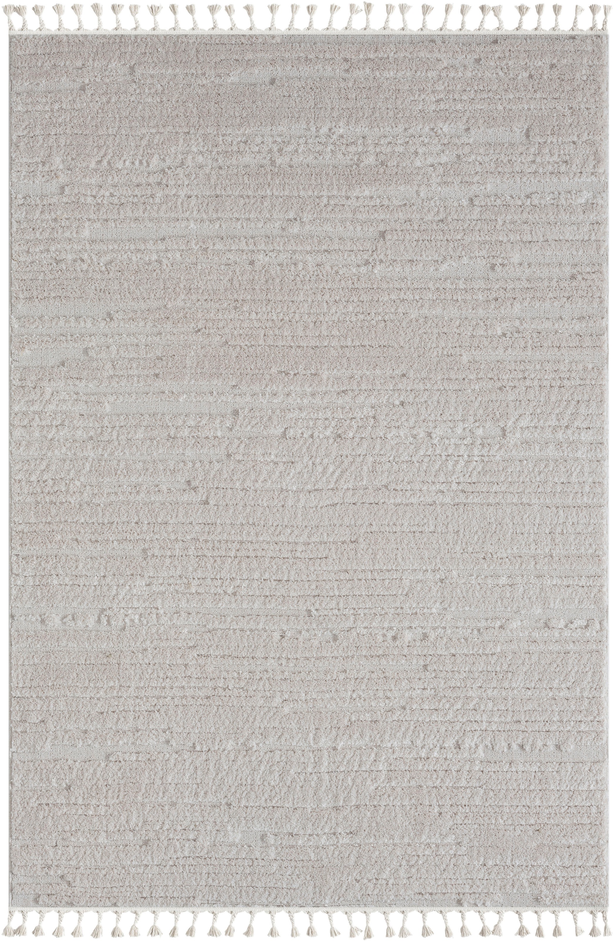 Teppich "Enya", weiß, B:200cm H:17mm L:290cm, Polyester, MYFLAIR MÖBEL & ACCESSOIRES, Teppiche, Teppich, Uni Farben, Hoch-Tief Effekt, mit Fransen, besonders weich 3