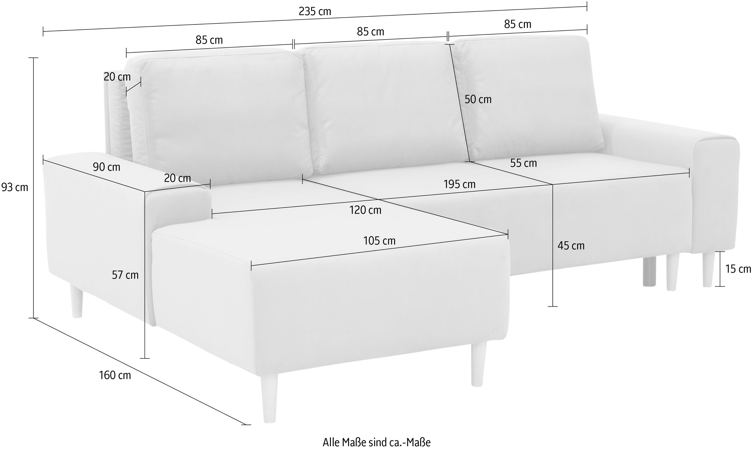 INOSIGN Ecksofa »Samu L-Form«, wahlweise mit Bettfunktion und Bettkasten