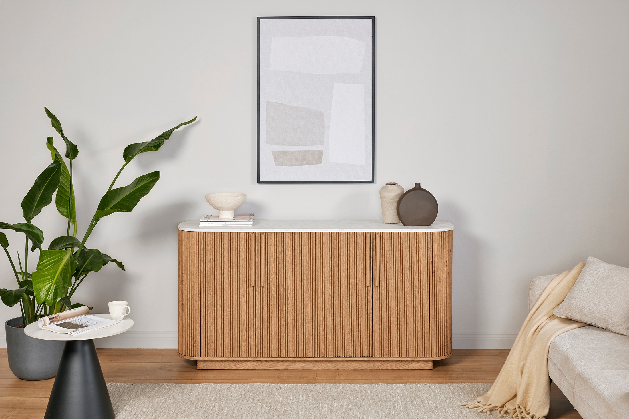 Jahnke Sideboard »STRING SB 160«, (1 St.), Sideboard, 4-türig, Marmor-Look, Breite 159,5 cm