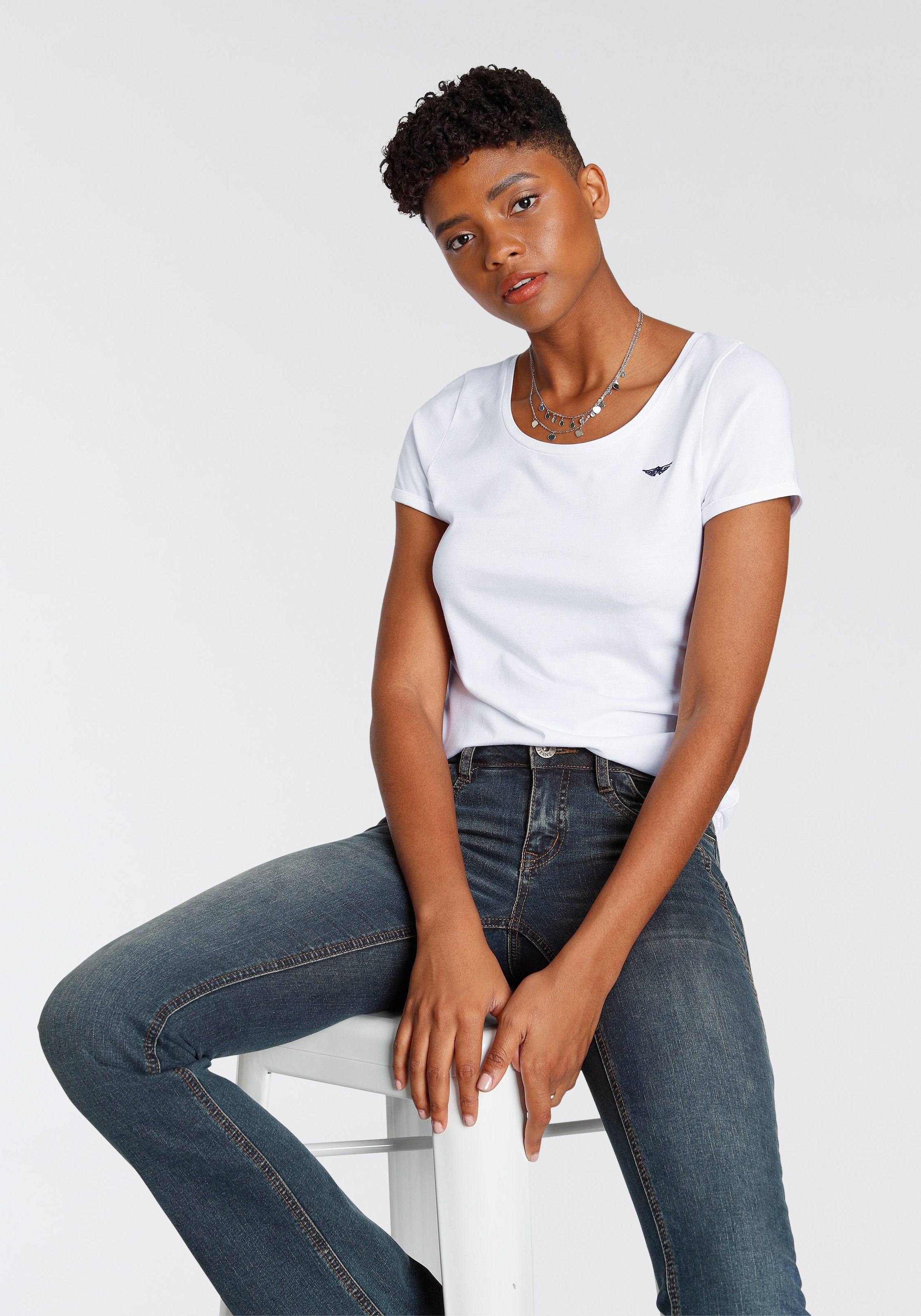 Arizona T-Shirt, Kurzarm, figurbetont, Basic-Stil, aus Baumwollmischung
