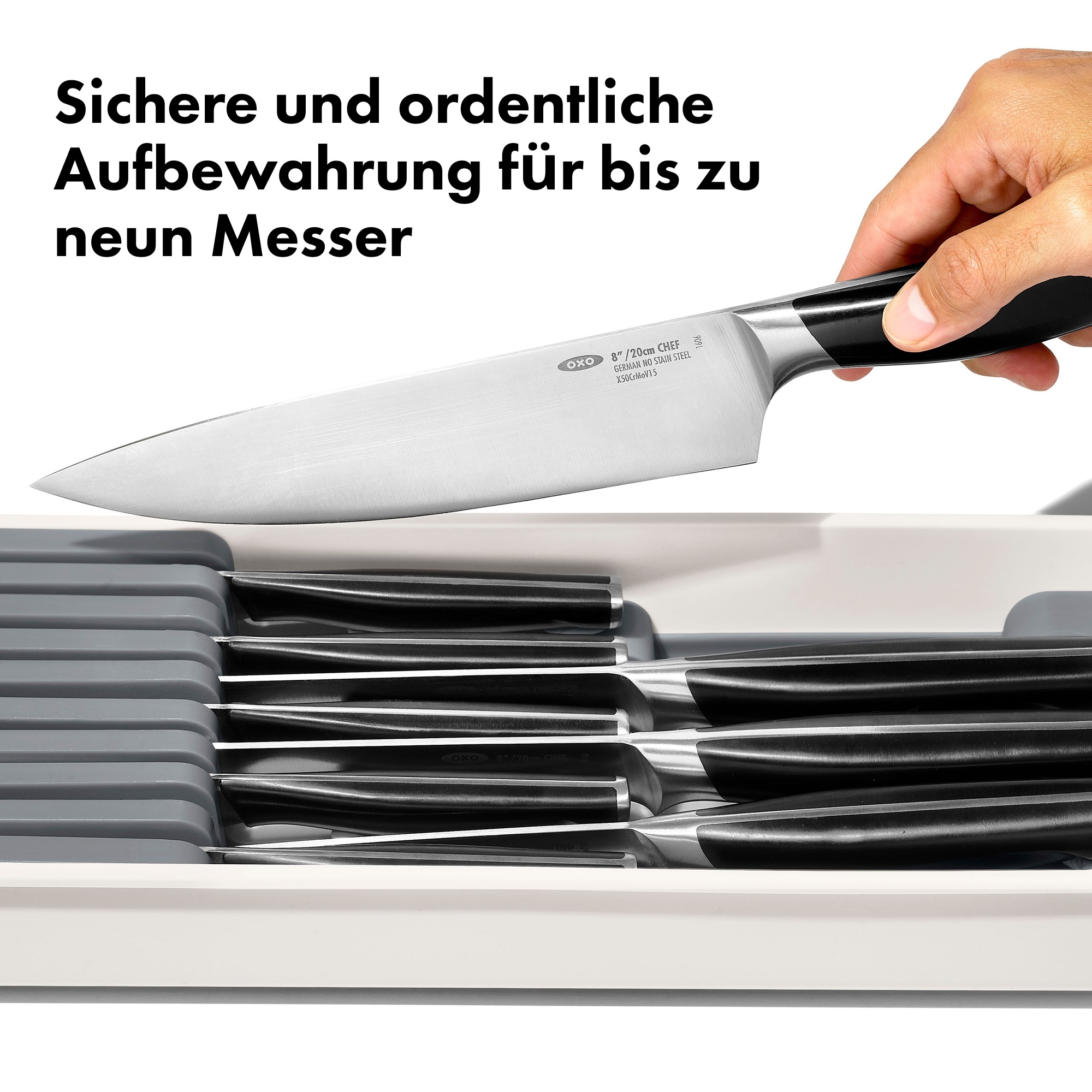OXO Good Grips Schubladeneinsatz »OXO Kompakter Messerschubladen Organizer« 1 Stk. tlg. für Sichere und ordentliche Messeraufbewahrung