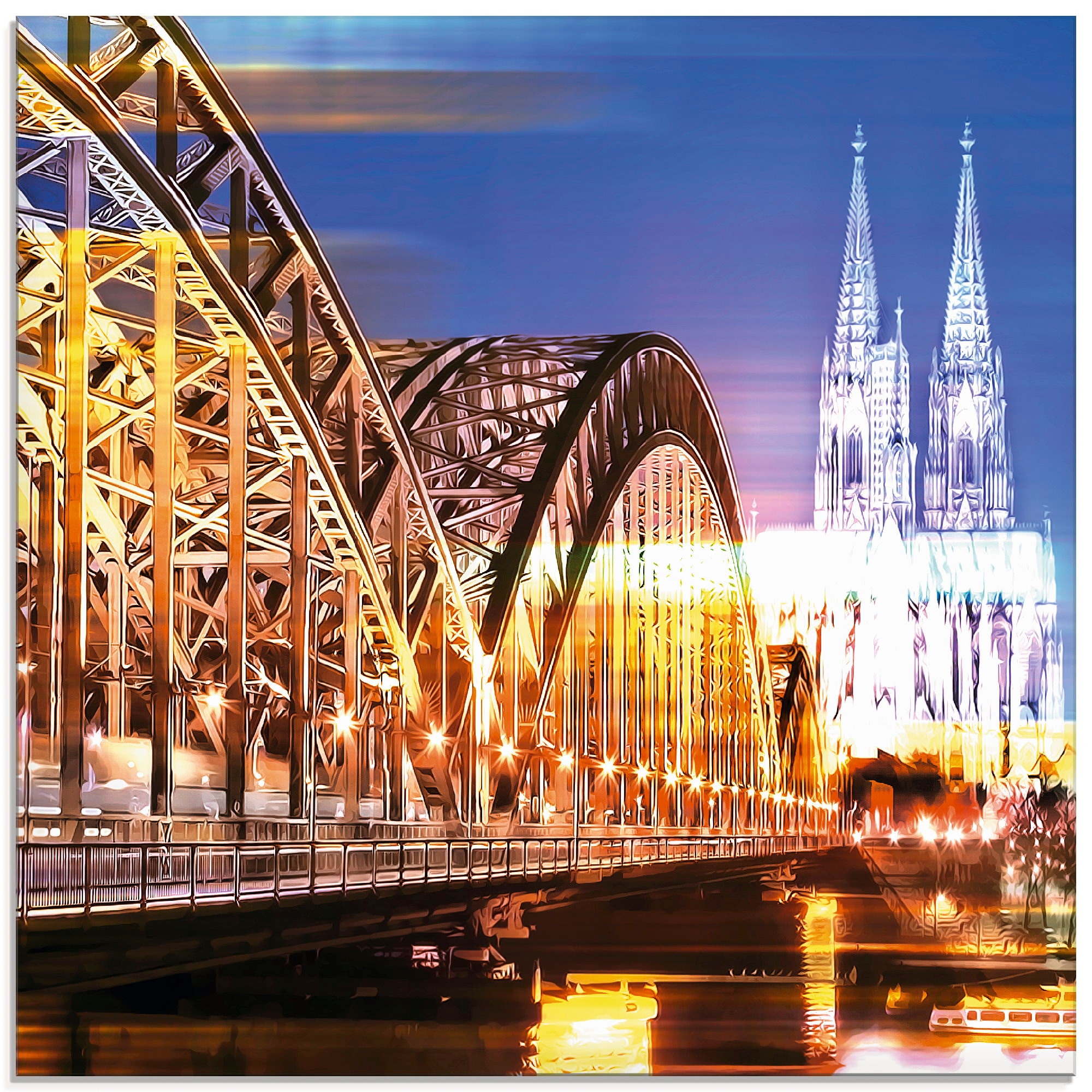 Artland Glasbild "Köln Skyline Abstrakte Collage 10", Brücken, (1 St.), in verschiedenen Größen