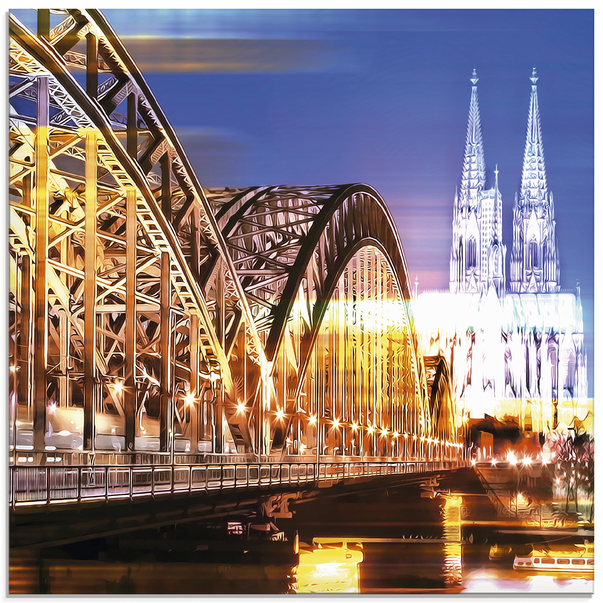 Artland Glasbild "Köln Skyline Abstrakte Collage 10" Brücken 1 Stk. tlg. in verschiedenen Größen