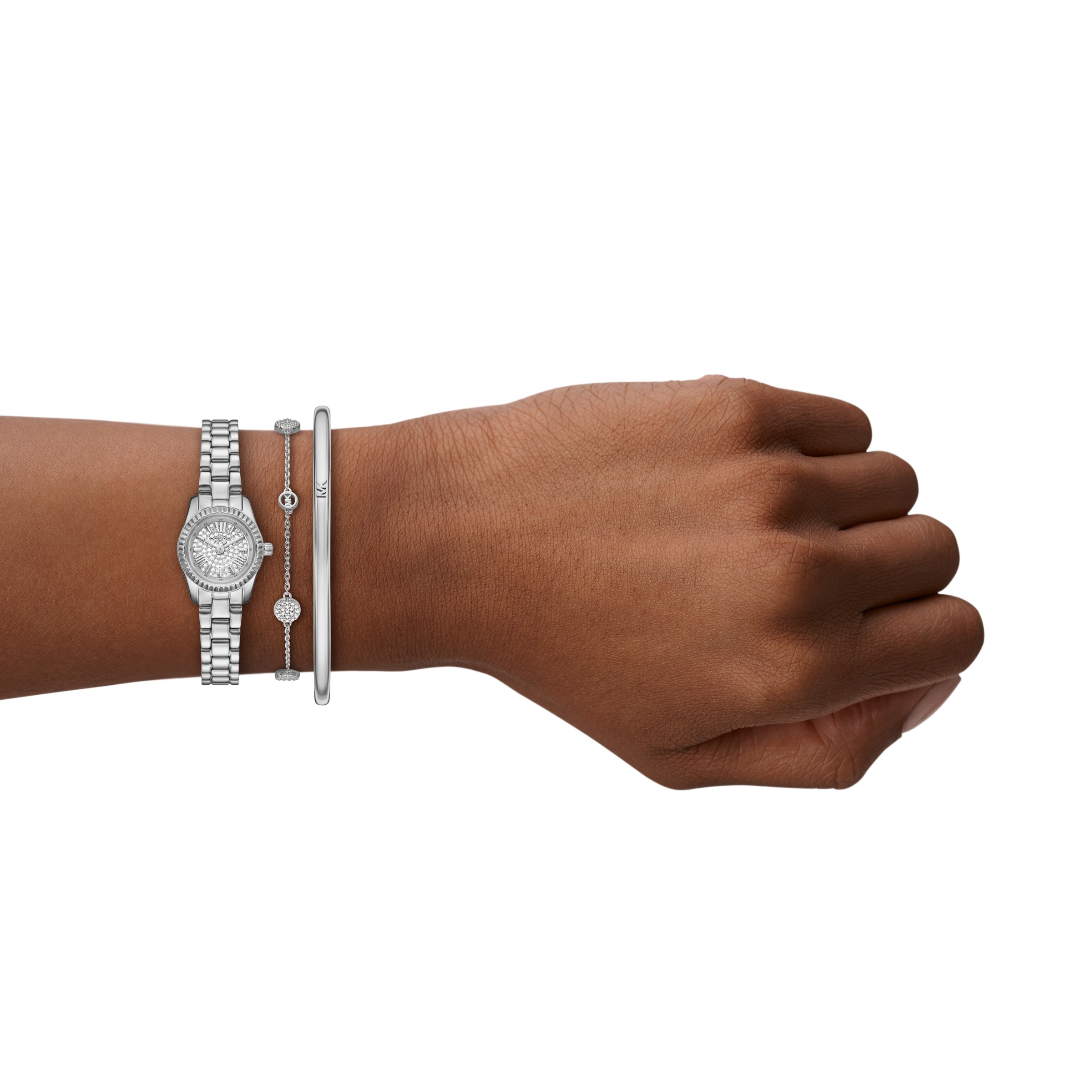 MICHAEL KORS Quarzuhr »LEXINGTON«, (Set, 3 tlg., mit Armband und -spange), Armbanduhr, Damenuhr, Edelstahlarmband, Ideal auch als Geschenk