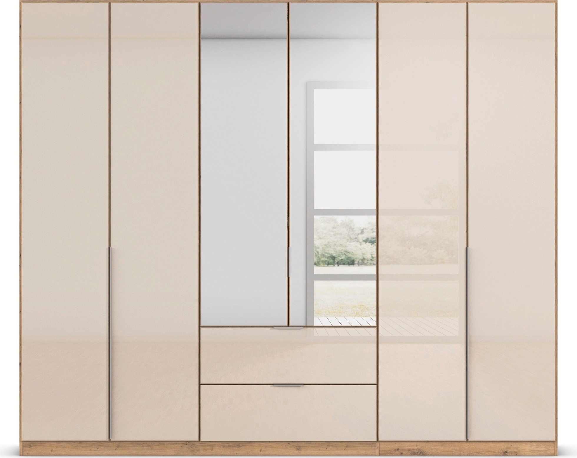 rauch Drehtürenschrank »Kleiderschrank Kleiderschränke Schrank Garderobe AGORDO mit Glasfront«, mit Außenschubkästen, in 6 Breiten und 2 Höhen MADE IN GERMANY
