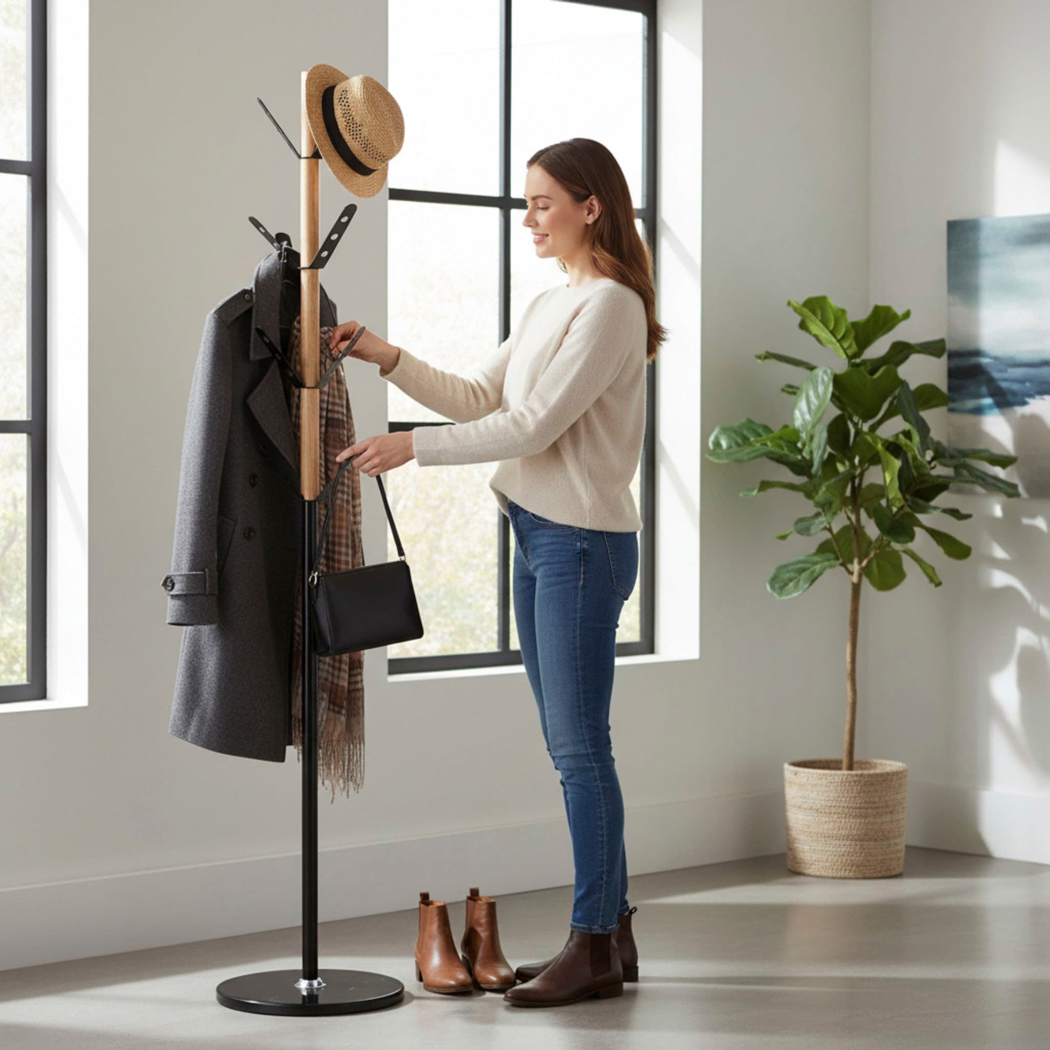 HAKU Garderobenständer »Kleiderständer, Standgarderobe,« Garderobenständer rund aus Metall - Ø/H 37/179 cm