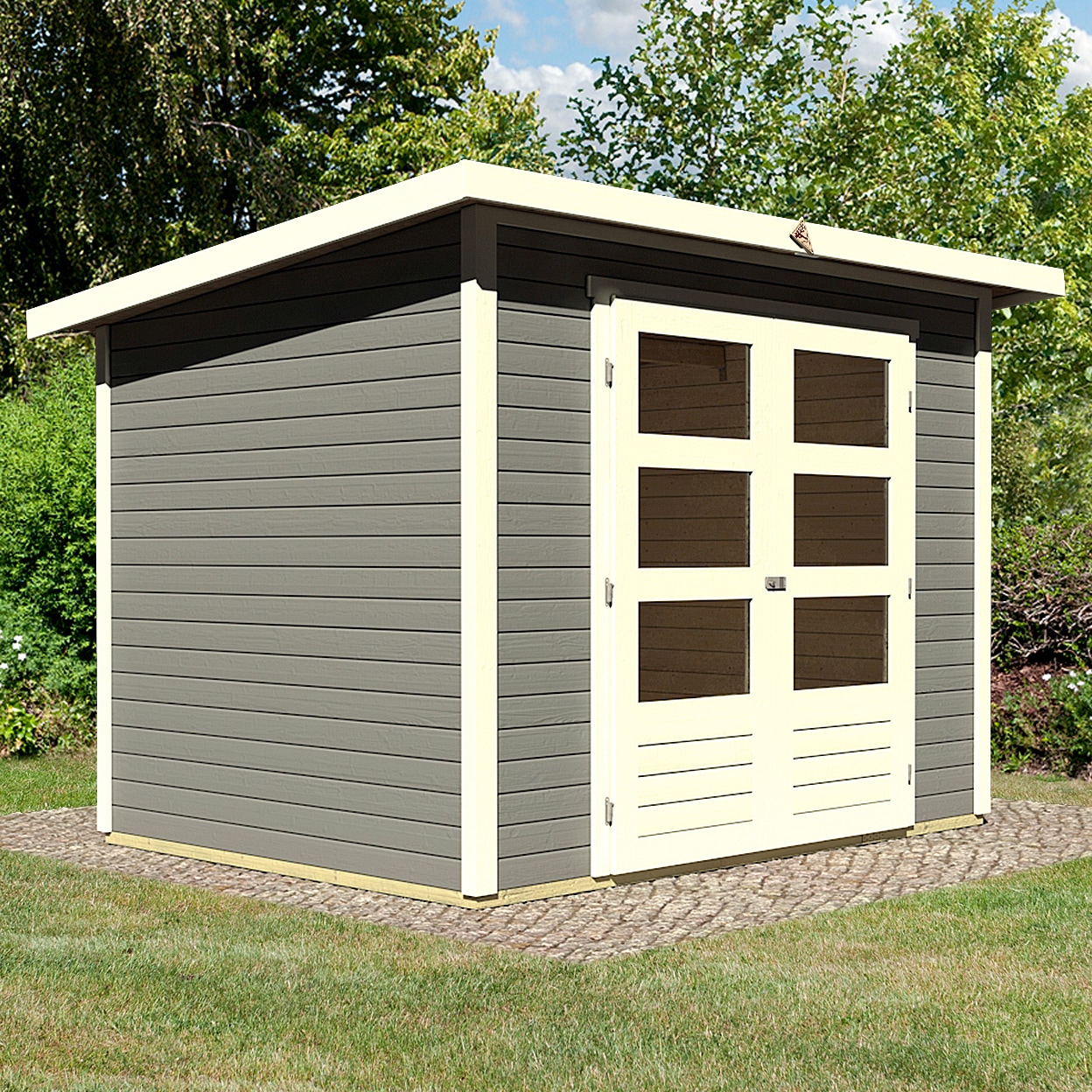 Karibu Gartenhaus "Stockach 3" naturbelassen, terragrau oder anthrazit, Made in Germany