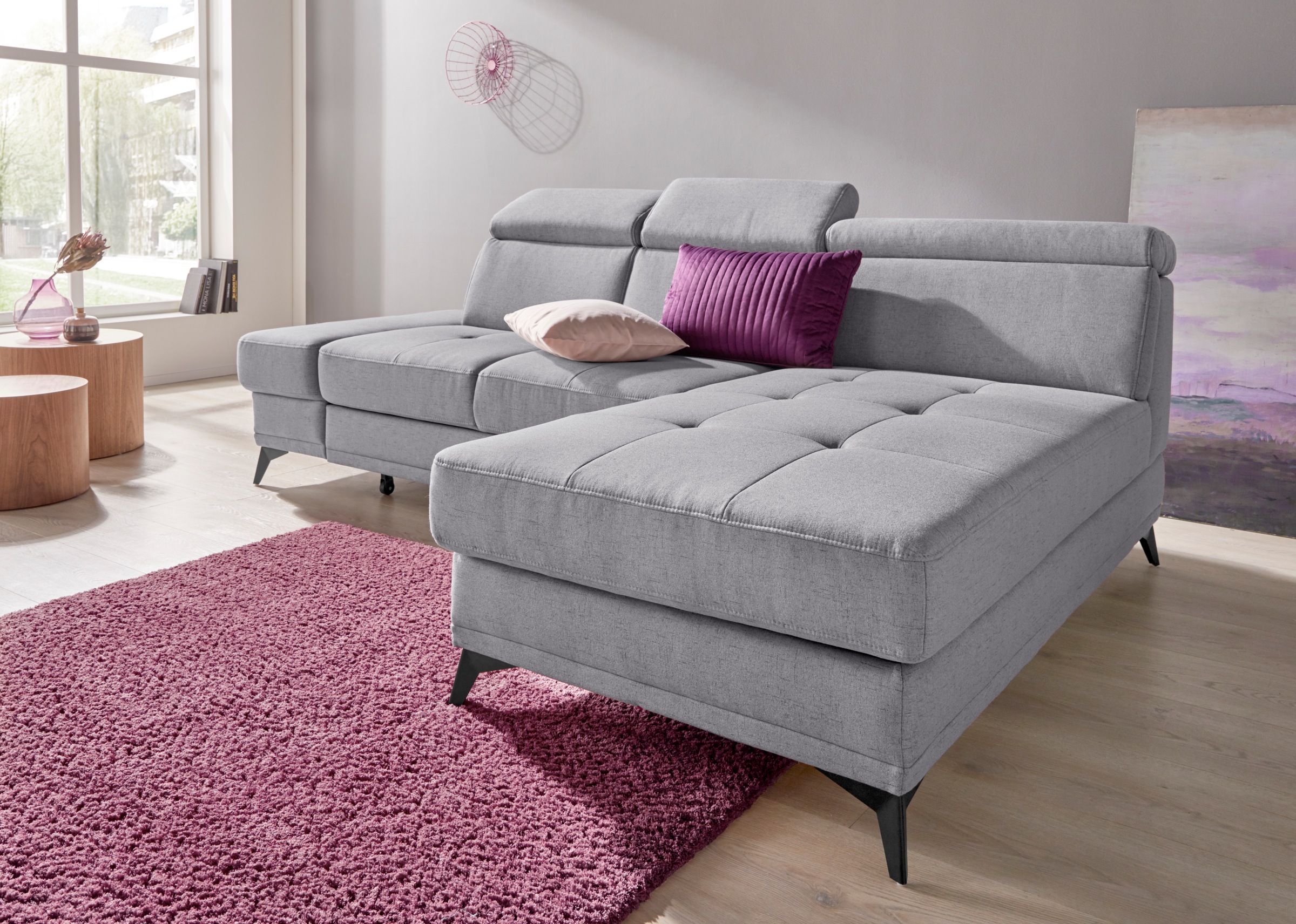 Home affaire Ecksofa "Cardiz L-Form" inkl.Kopfteilverstellung und Federkern günstig online kaufen