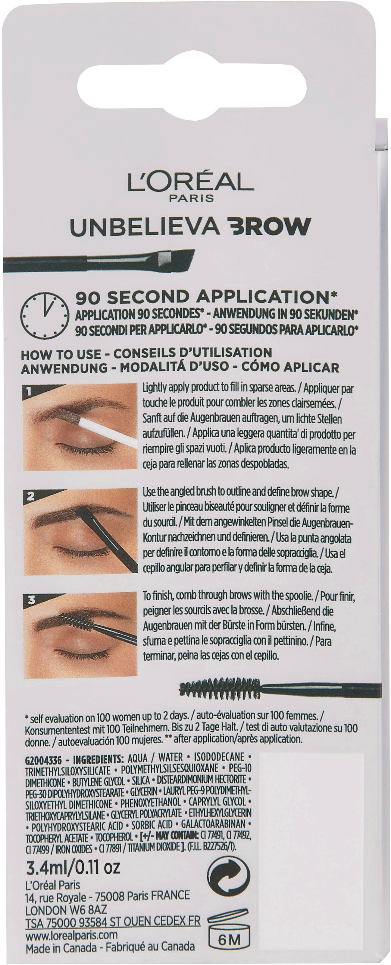 L'ORÉAL PARIS Augenbrauen-Gel »Unbelieva Brow«, mit unterschiedlichen Applikatoren