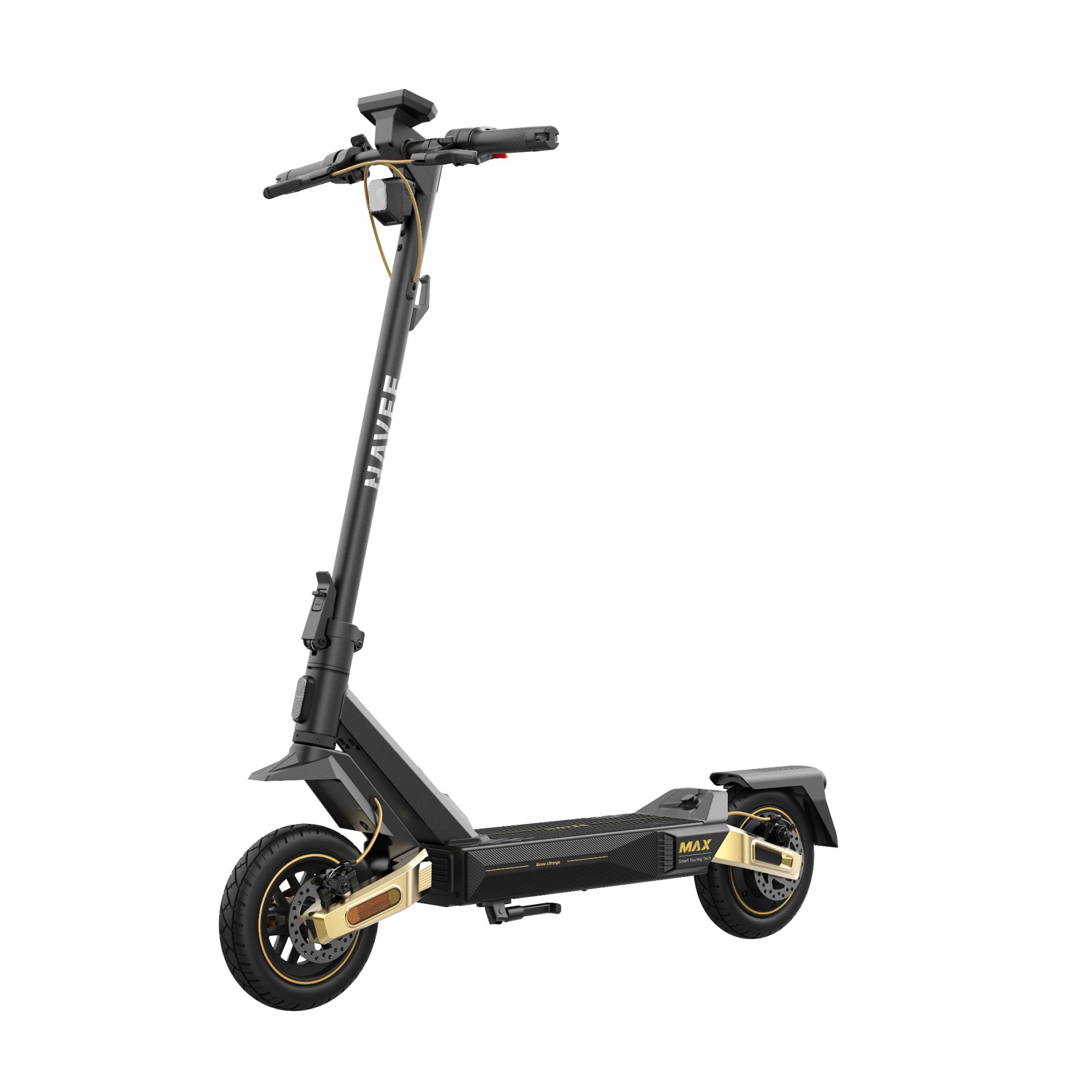 "E-Scooter NAVEE ""NAVEE ST5 Max DE"", schwarz, gold, RollerB:60cm L:120cm, Apple Find My, NAVEE App, TCS, IPX6, Blinker, TFT-Display, B:60cm L:120cm"