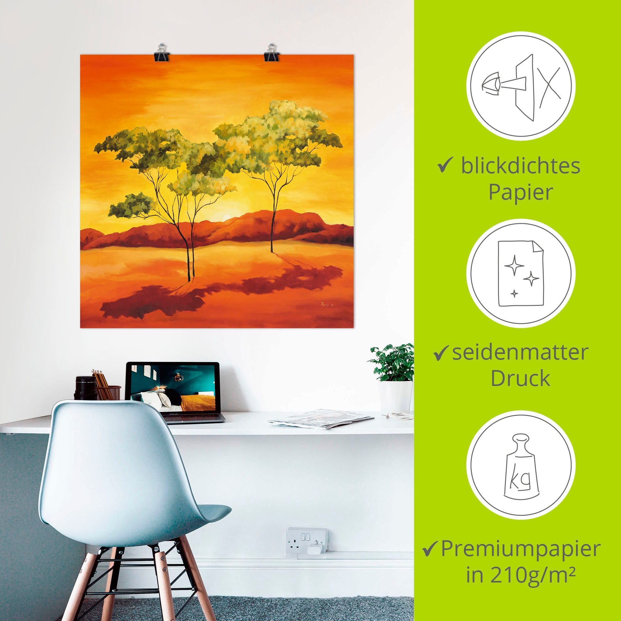 Artland Wandbild »Sonnenuntergang in der Steppe«, Afrika, (1 St.), als Leinwandbild, Poster in verschied. Größen