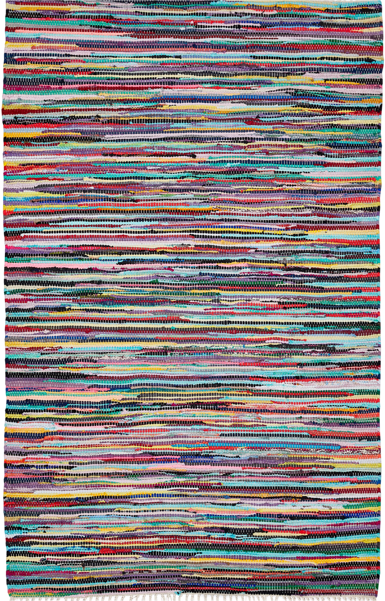 Andiamo Teppich »Multi« rechteckig 10 mm Höhe Flachgewebe, Fleckerl, reine Baumwolle, handgewebt, mit Fransen