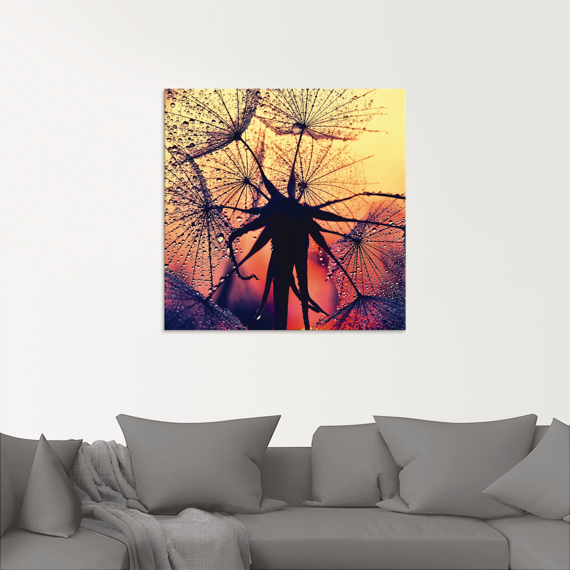 Artland Glasbild »Pusteblume im Sonnenuntergang«, Blumen, (1 St.), in verschiedenen Größen