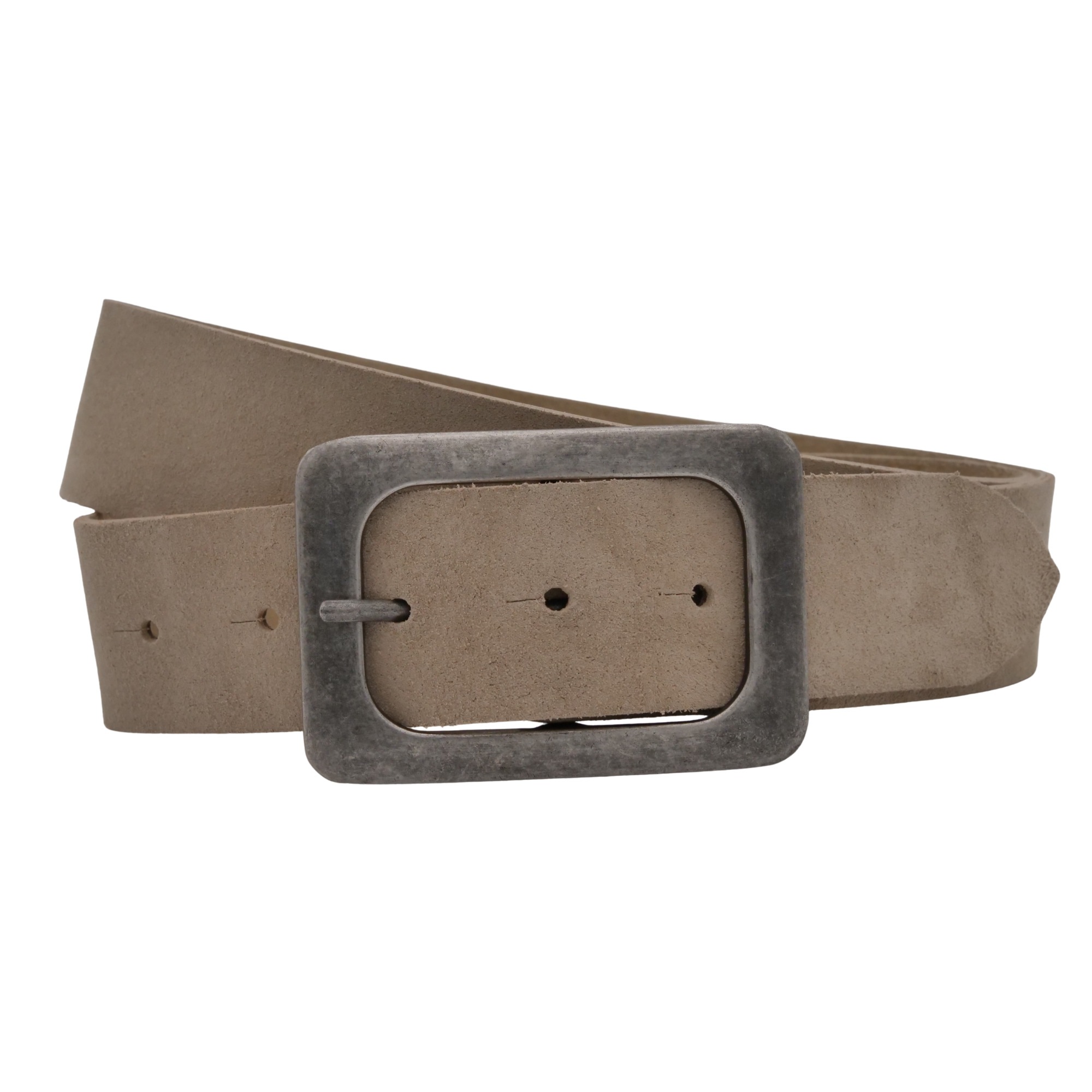 Ledergürtel ANNAMATONI "AnnaMatoni Damen Ledergürtel in hochwertigem Velour Leder 4cm", Damen, Gr. TW100 - 115cm Gesamtlänge, beige 120, 100% Leder, Gürtel Ledergürtel