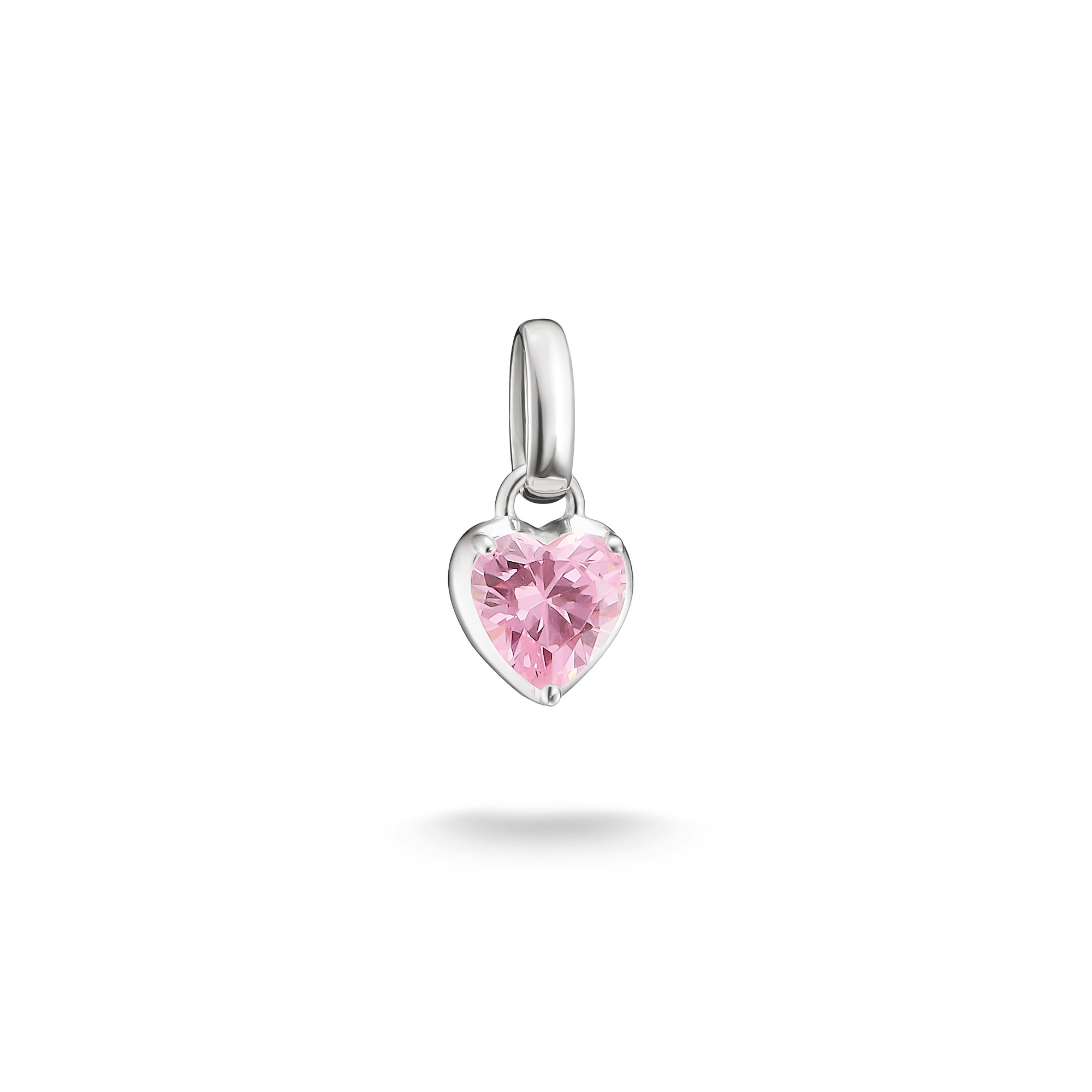 THOMAS SABO Damen Charm-Einhänger "Birthstone/Geburtsstein Charm - Connect", Januar, pink, Silber 925 (recycelt), Charms, mit Zirkonia (synth.) oder