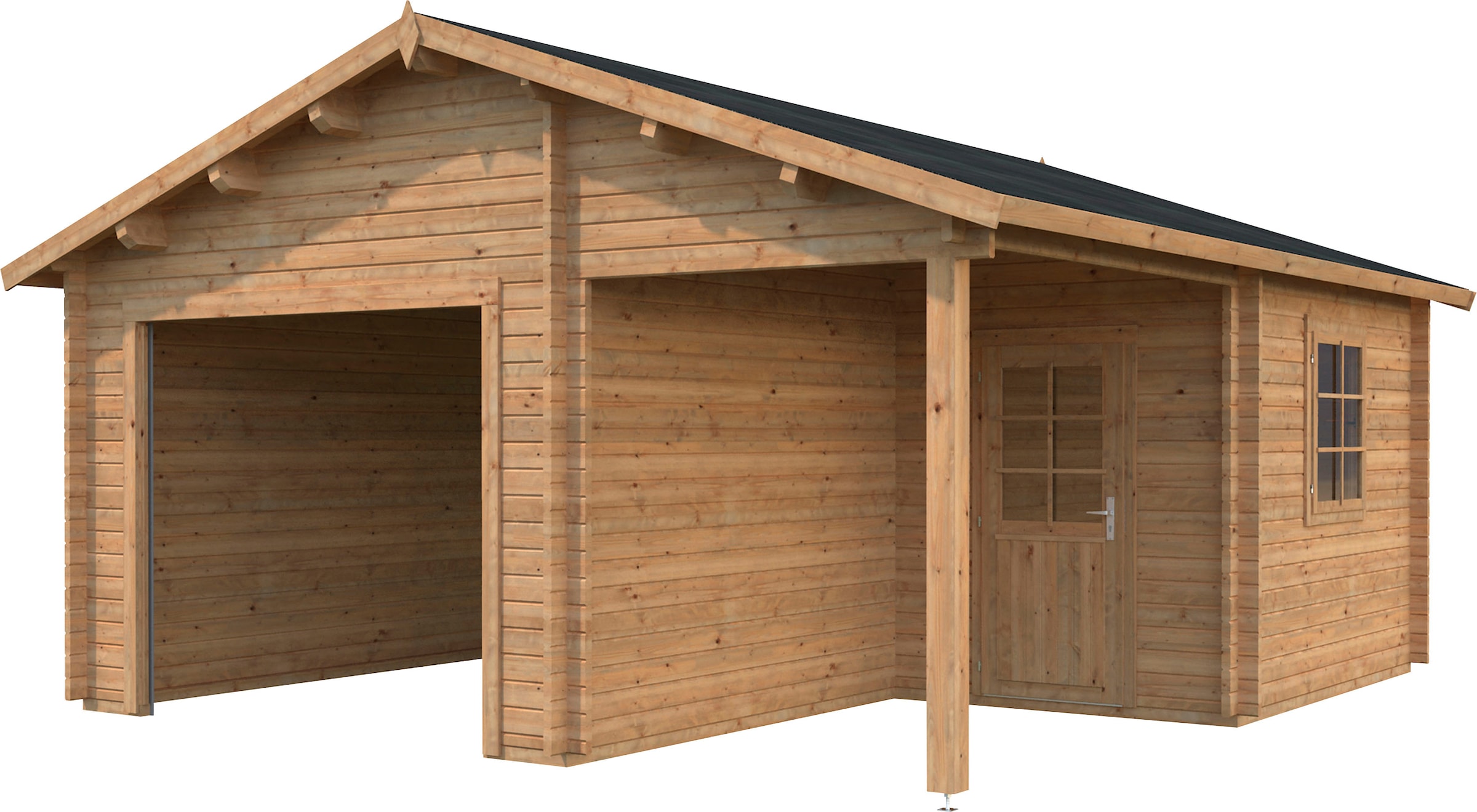 Palmako Garage »Irene/Roger«, BxTxH: 564x601x321 cm, mit Anbau, ohne Tor, hellbraun