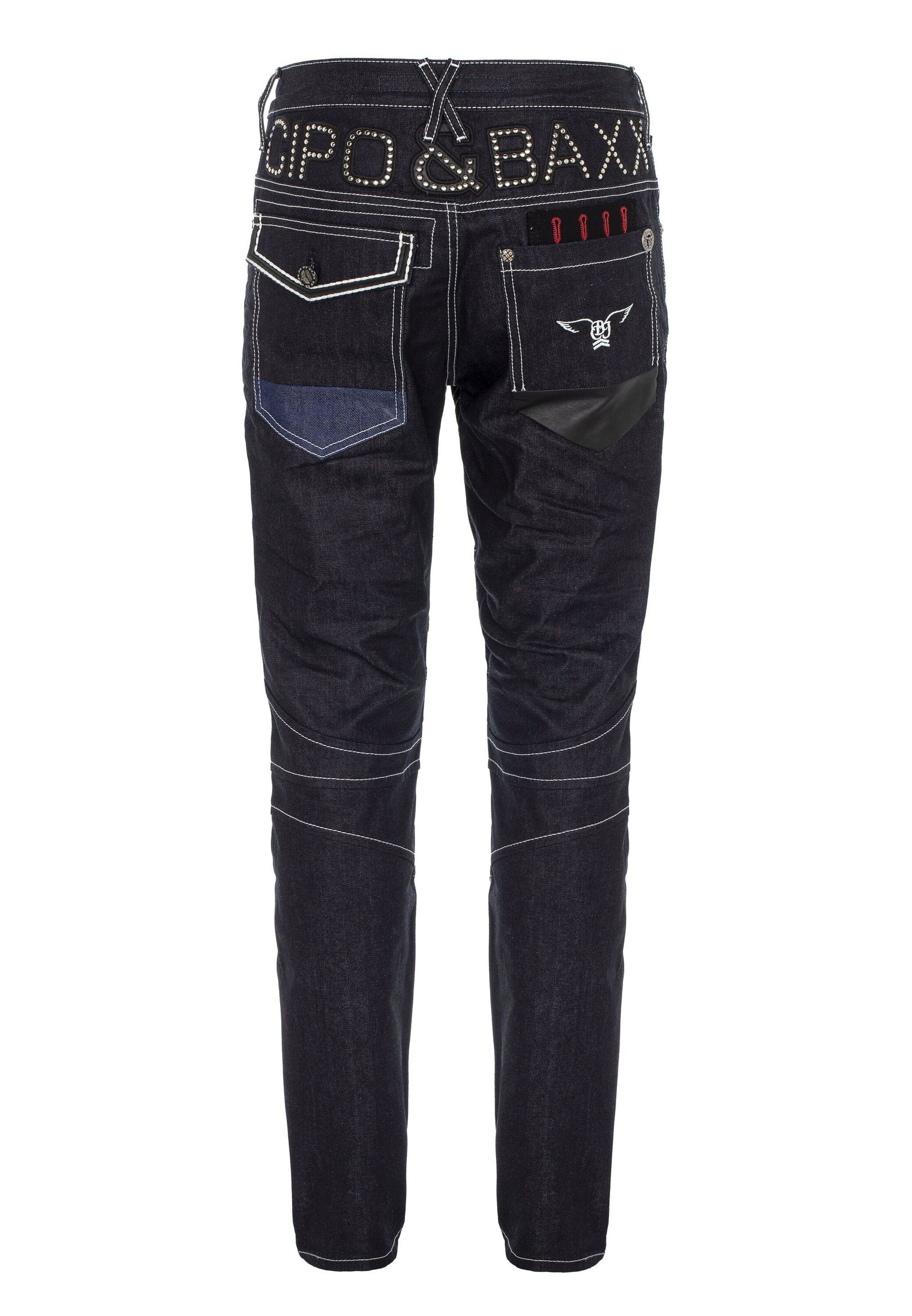 Cipo & Baxx Straight-Jeans »DENIM«, Straight Fit-Jeans im stylischen Design, CD639