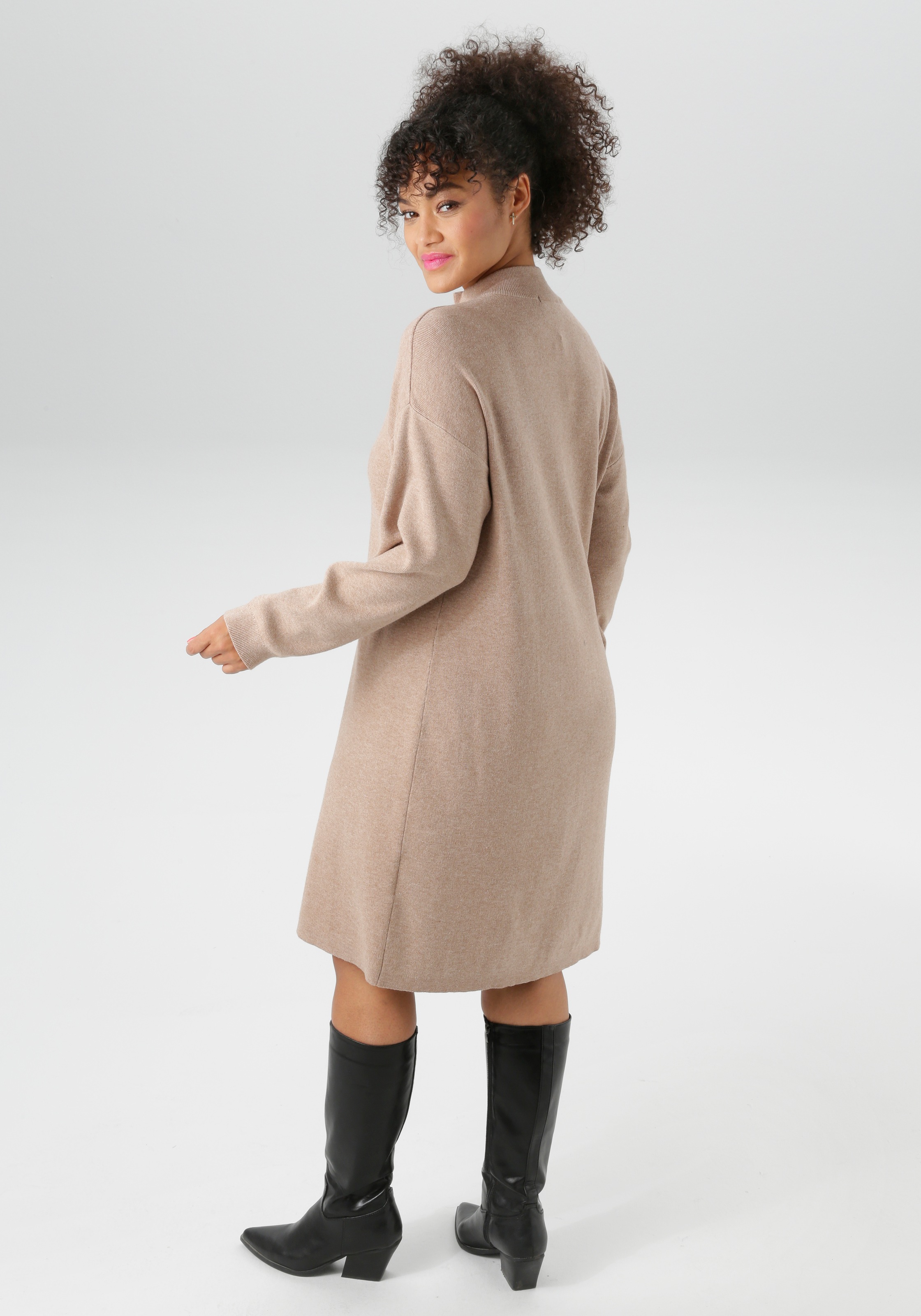 Aniston PLUS Strickkleid, mit Stehkragen und Reißverschluss - NEUE KOLLEKTI günstig online kaufen