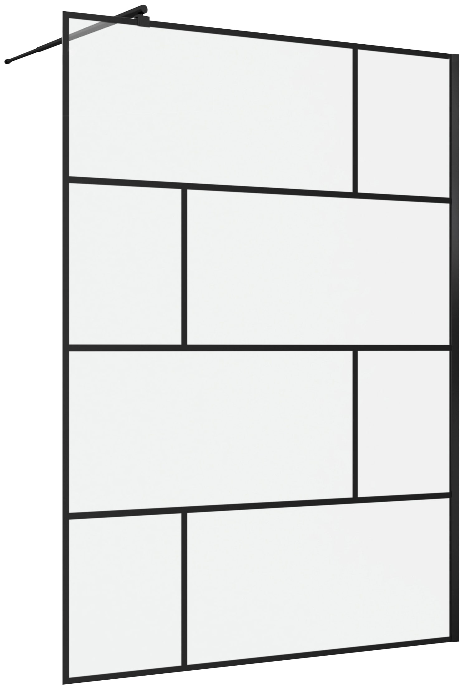 Marwell Walk-in-Dusche "Bricks" 3 Stk. tlg. 90 x 195 cm, inkl. Haltestange für Wandmontage