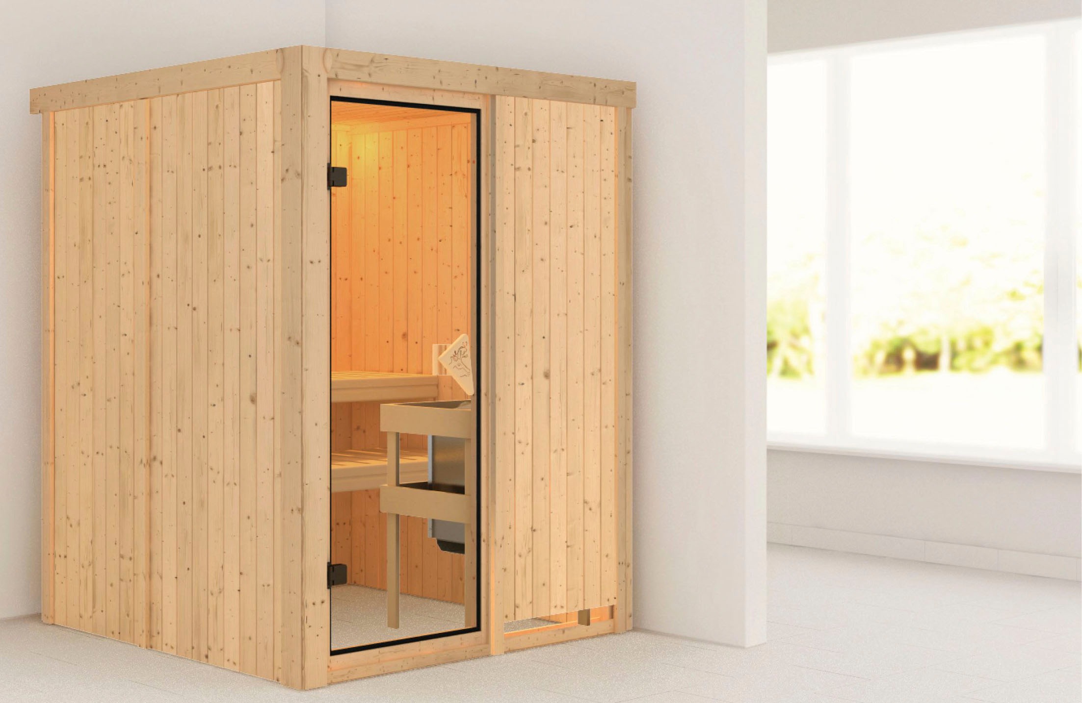 Karibu Sauna »Norin«, 9 KW-Ofen mit integrierter Steuerung