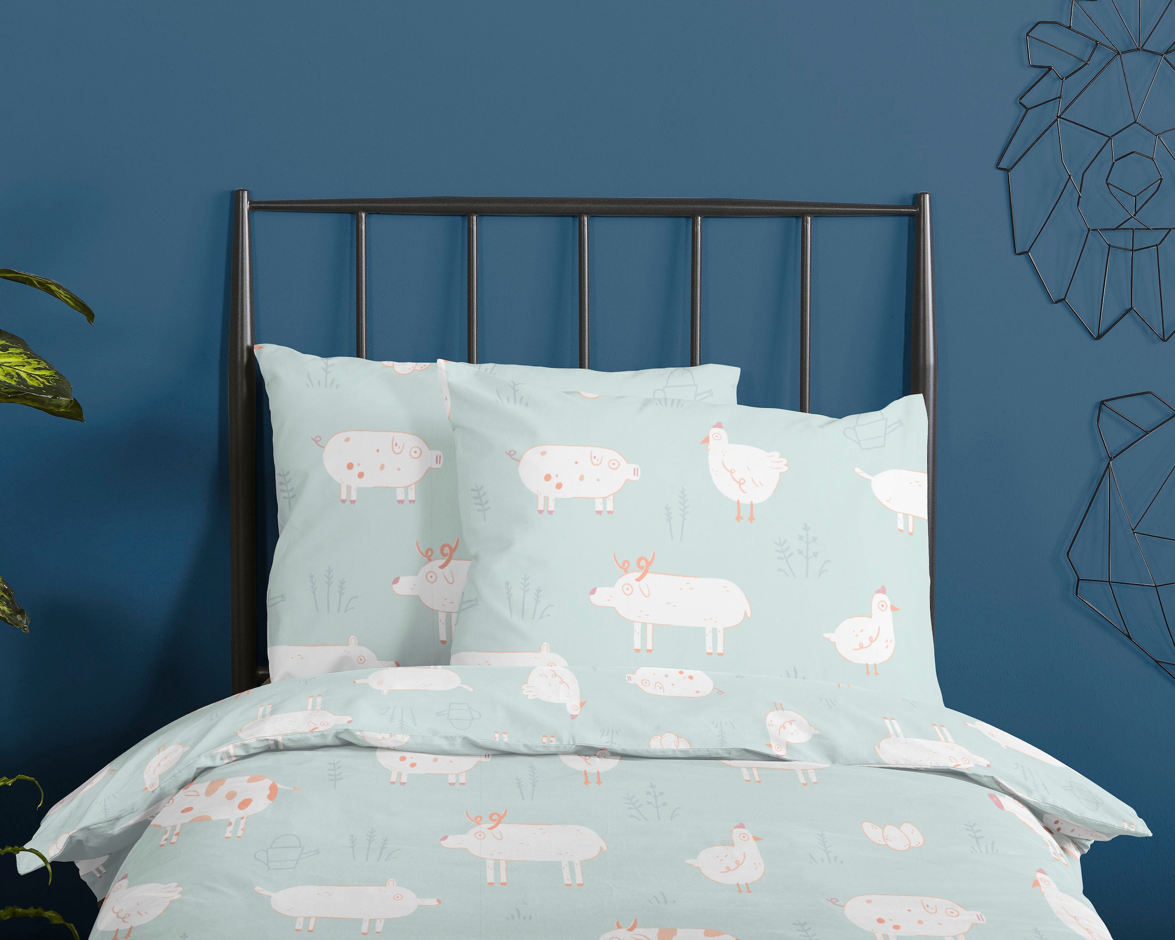 good morning Kinderbettwäsche »Pettingzoo«, 100% Baumwolle, 135x200, Reißverschluss, Wendeoptik, Kind, Tier