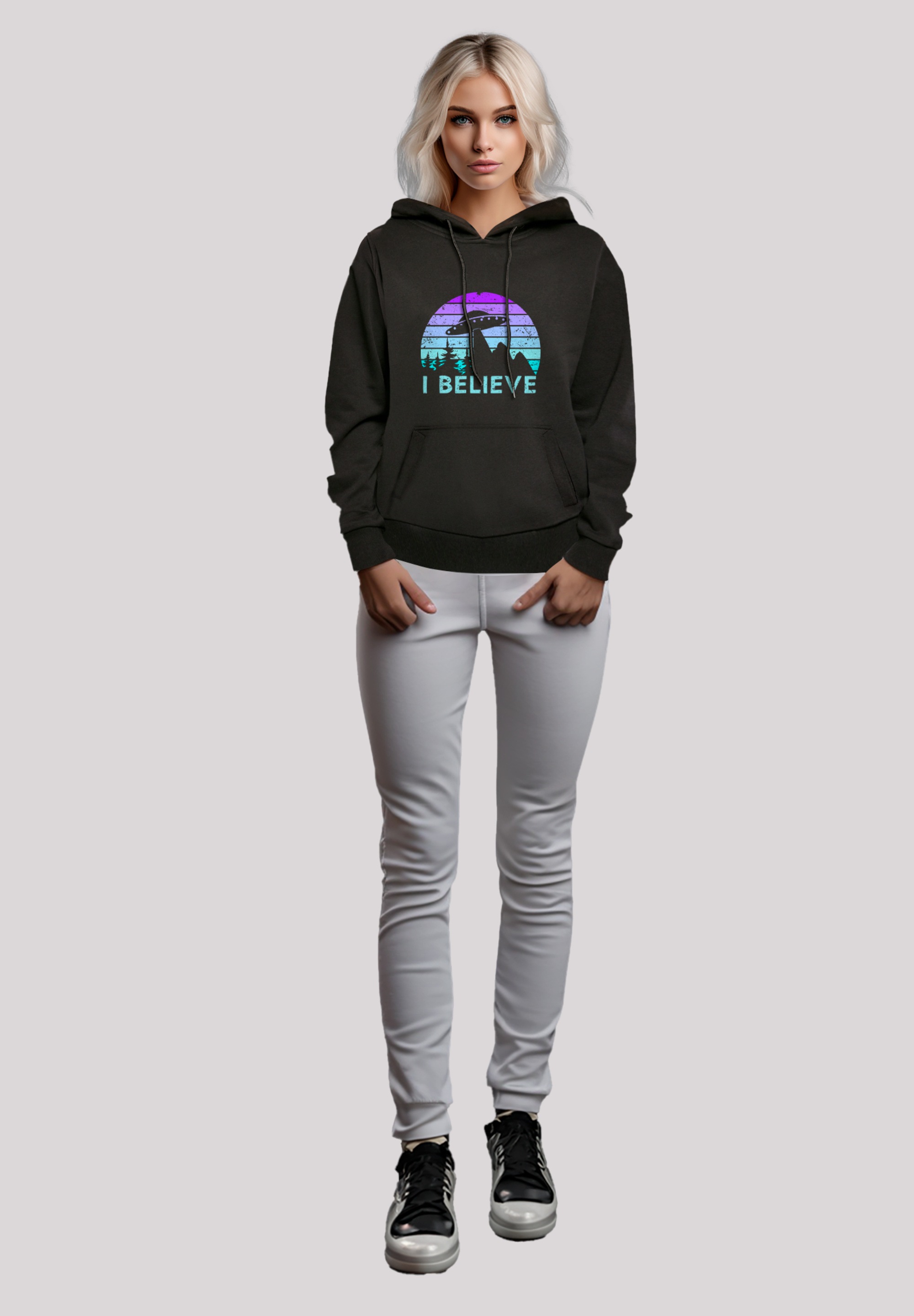 F4NT4STIC Kapuzenpullover »I BELIEVE UFO Alien Raumschiff Retro«, Premium Qualität