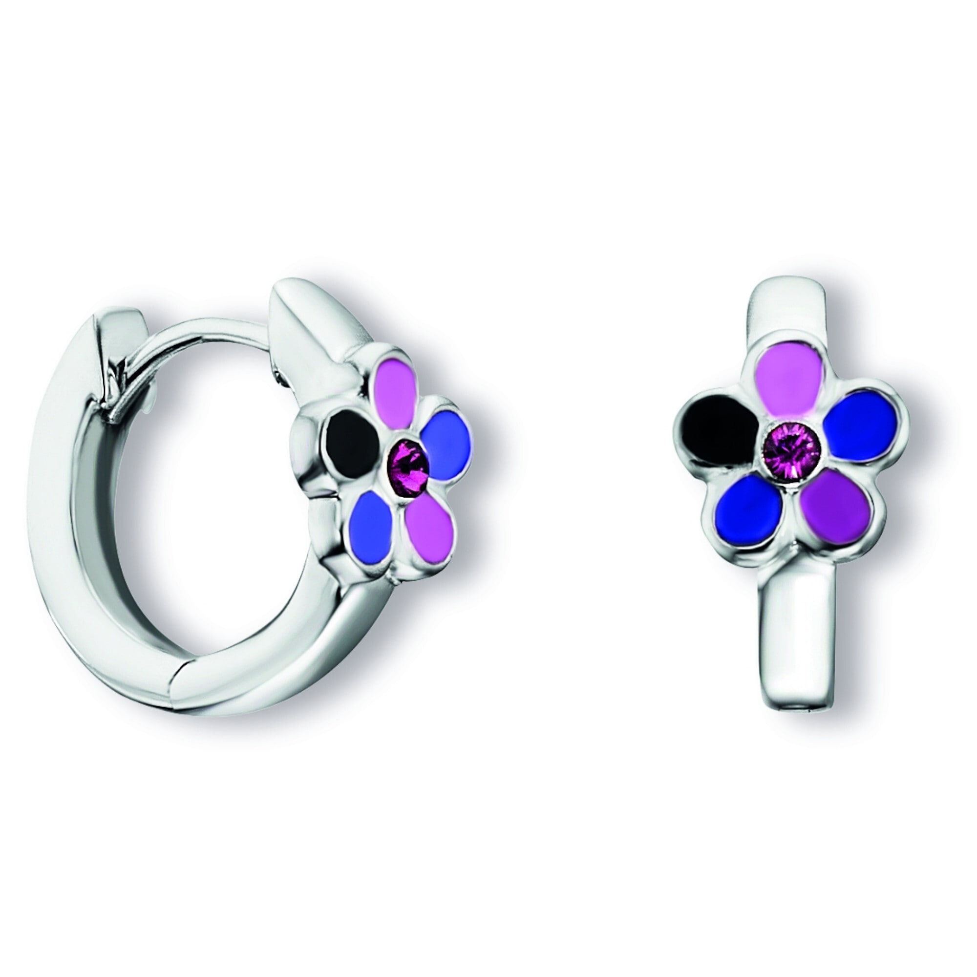 Paar Creolen »Kristall Blume Ohrringe Creolen aus 925 Silber«, Damen Silber Schmuck Blume