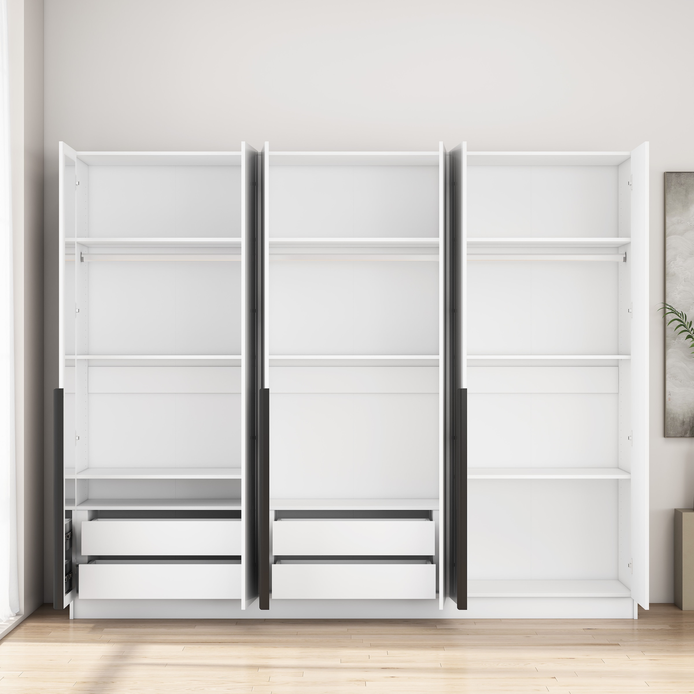 OTTO home Kleiderschrank »Annor Schlafzimmerschrank Breite 242cm hochglanz Schrank Garderobe« Drehtürenschrank mit perfekter Innenausstattung - elegante Türgriffe