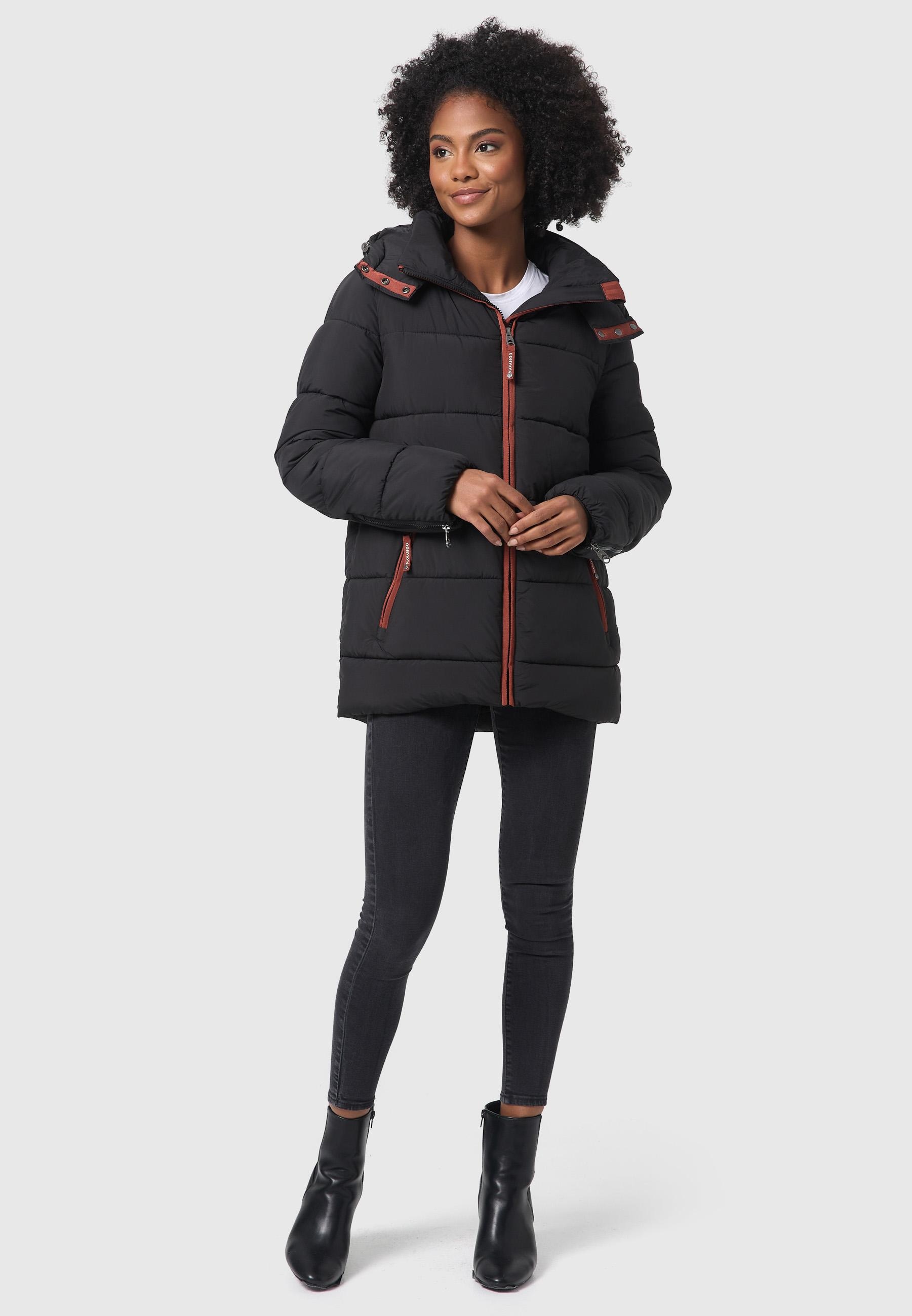 Navahoo Winterjacke »Wattewölkchen«, mit Kapuze, Modische Damen Steppjacke mit kontrastfarbenen Details