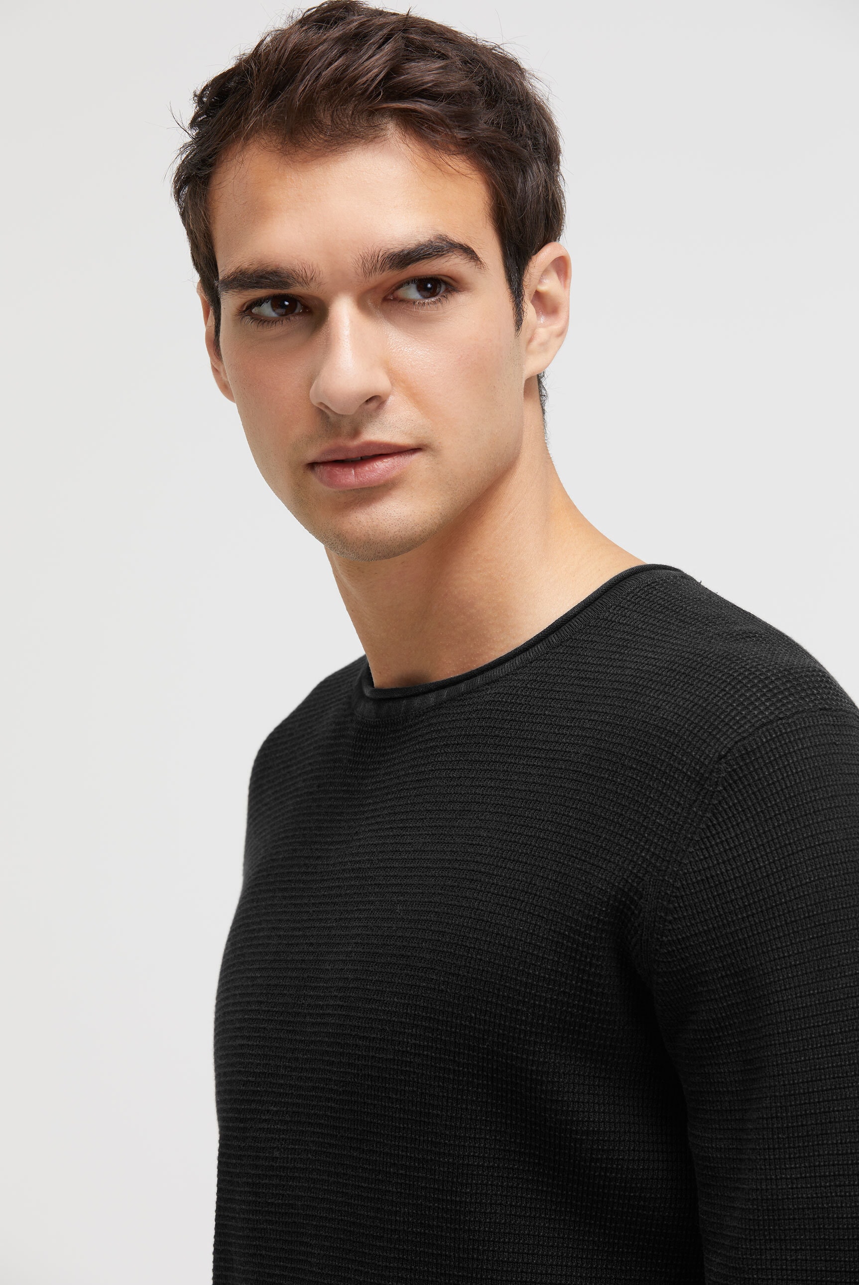 CAMP DAVID Rundhalspullover mit Rollsäumen