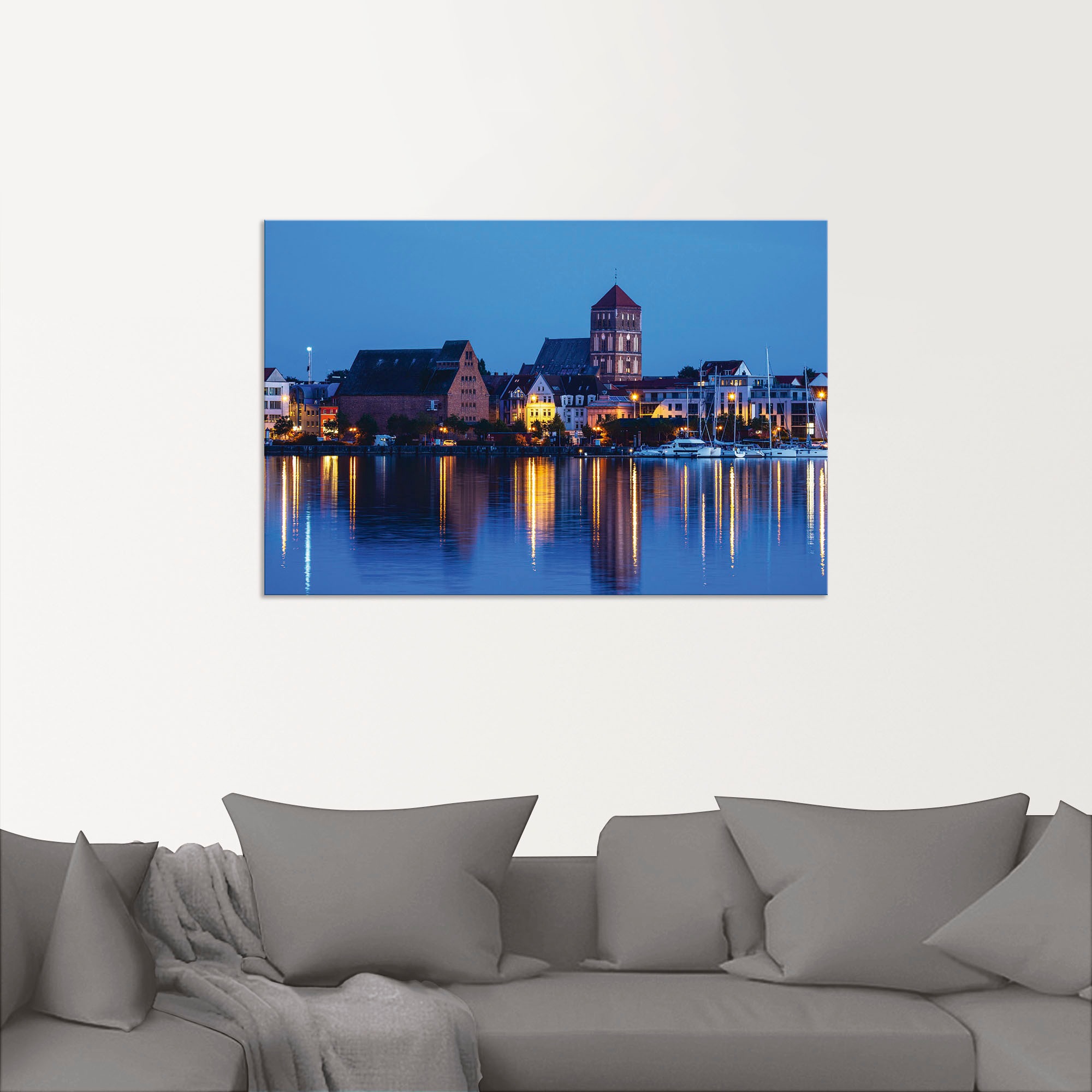 Artland Wandbild »Blick über Warnow auf Rostock II«, Rostock, (1 St.), als Alubild, Leinwandbild, Wandaufkleber oder Poster in versch. Größen