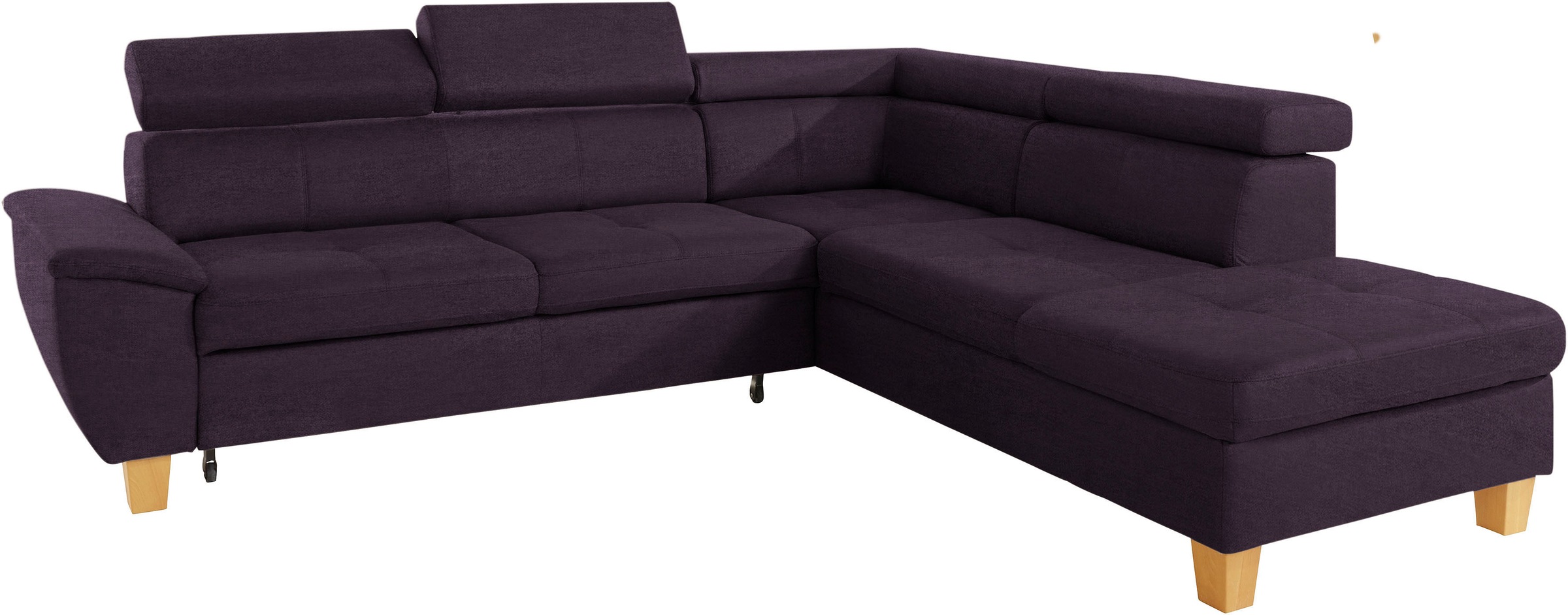 exxpo - sofa fashion Ecksofa »Enya, hoher Sitzkomfort, Breite 266cm, bequem, 12cm hohe Füße, L-Form« mit Kopfteilverstellung, wahlweise Bettfunktion u. Bettkasten