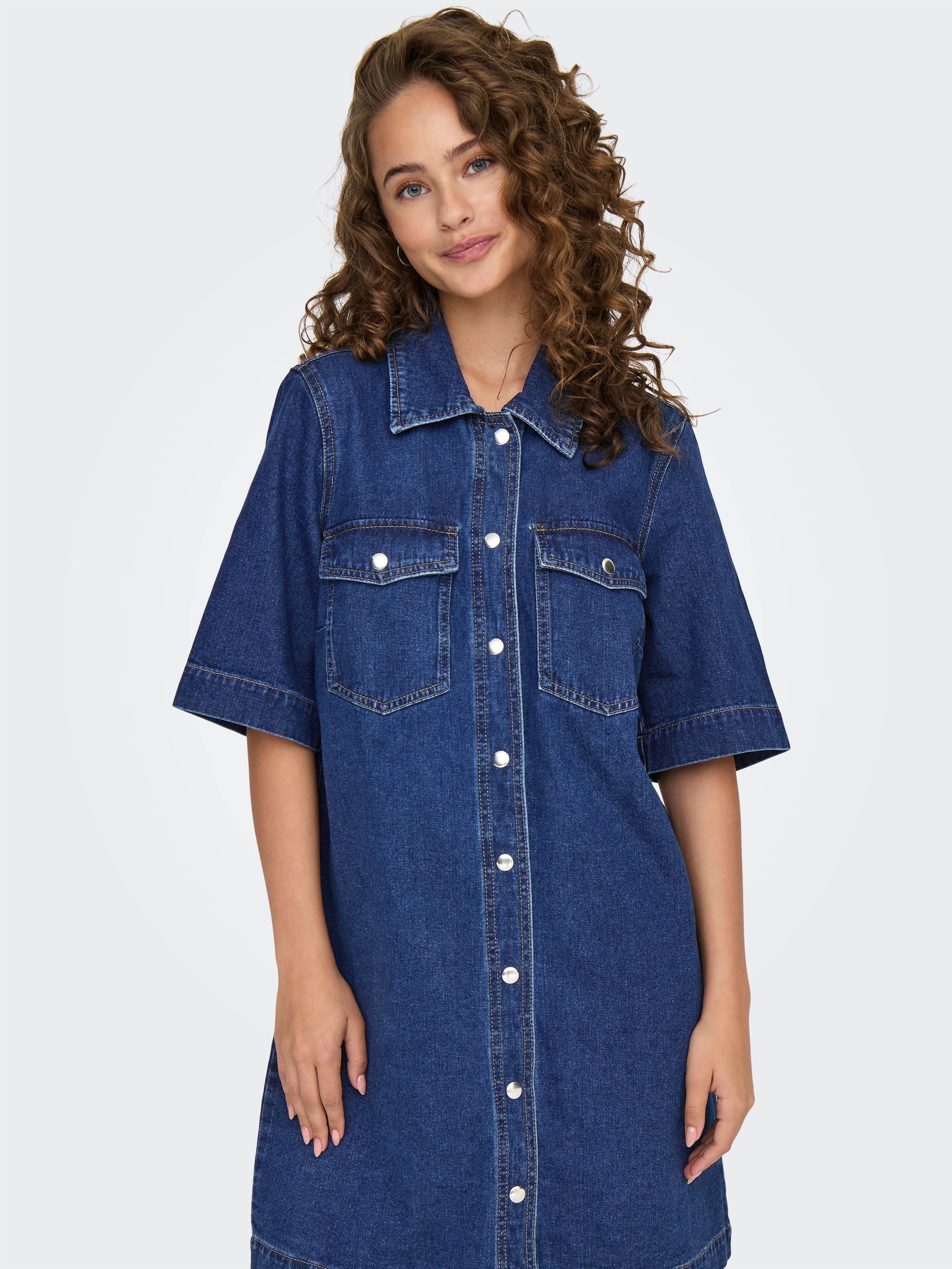ONLY Jeanskleid "ONLBELLE S/S BUTTON DRESS DNM GUA NOOS" Brusttaschen günstig online kaufen