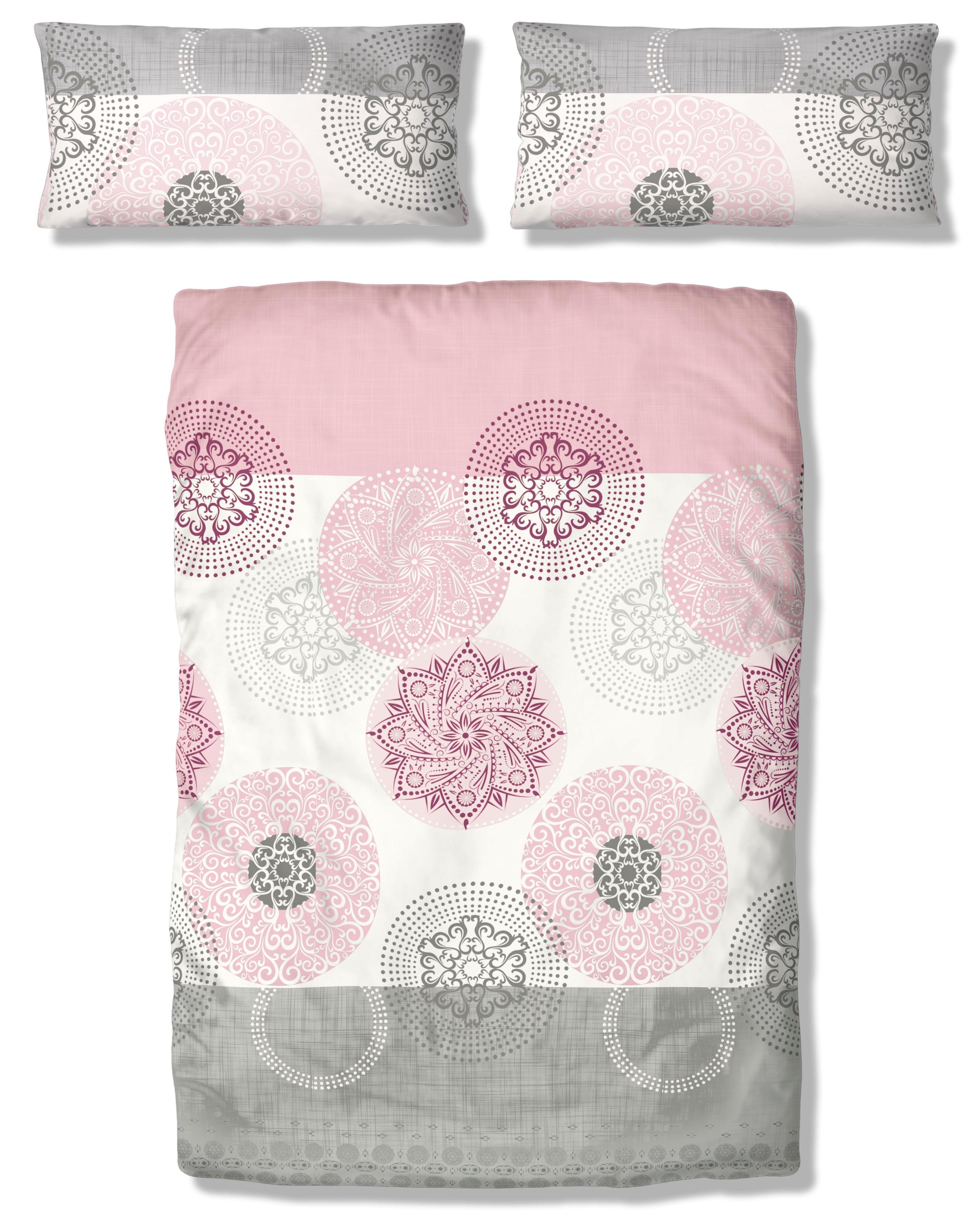 Bettwäsche MY HOME, rosa, Polycotton recycelt, Obermaterial: 50% Baumwolle, 50% Polyester, Bettwäsche, "Tesso in Gr. 135x200, 155x220 oder 200x200