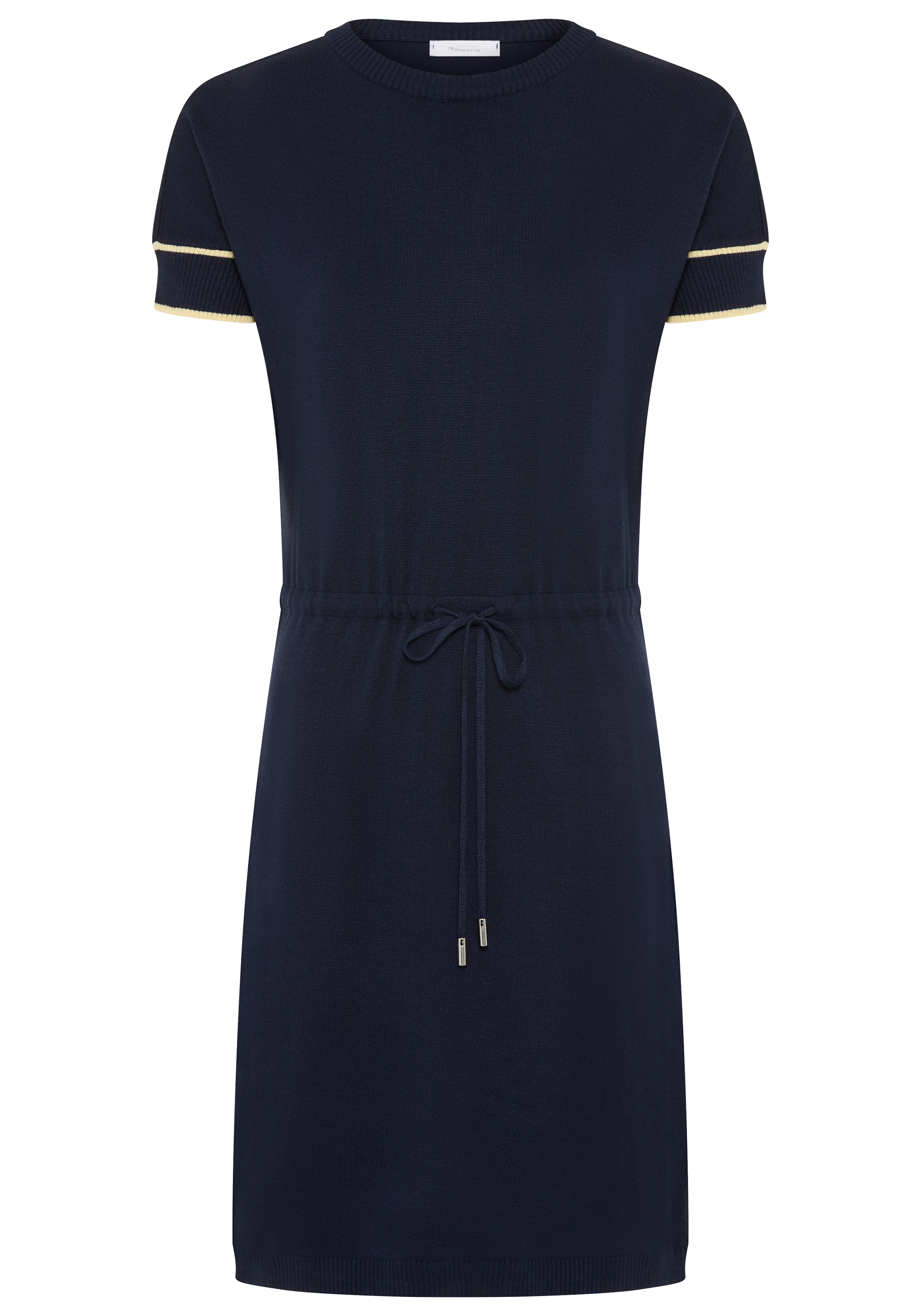 Tamaris Strickkleid mit tailliertem Bindeband und Kontraststreifen