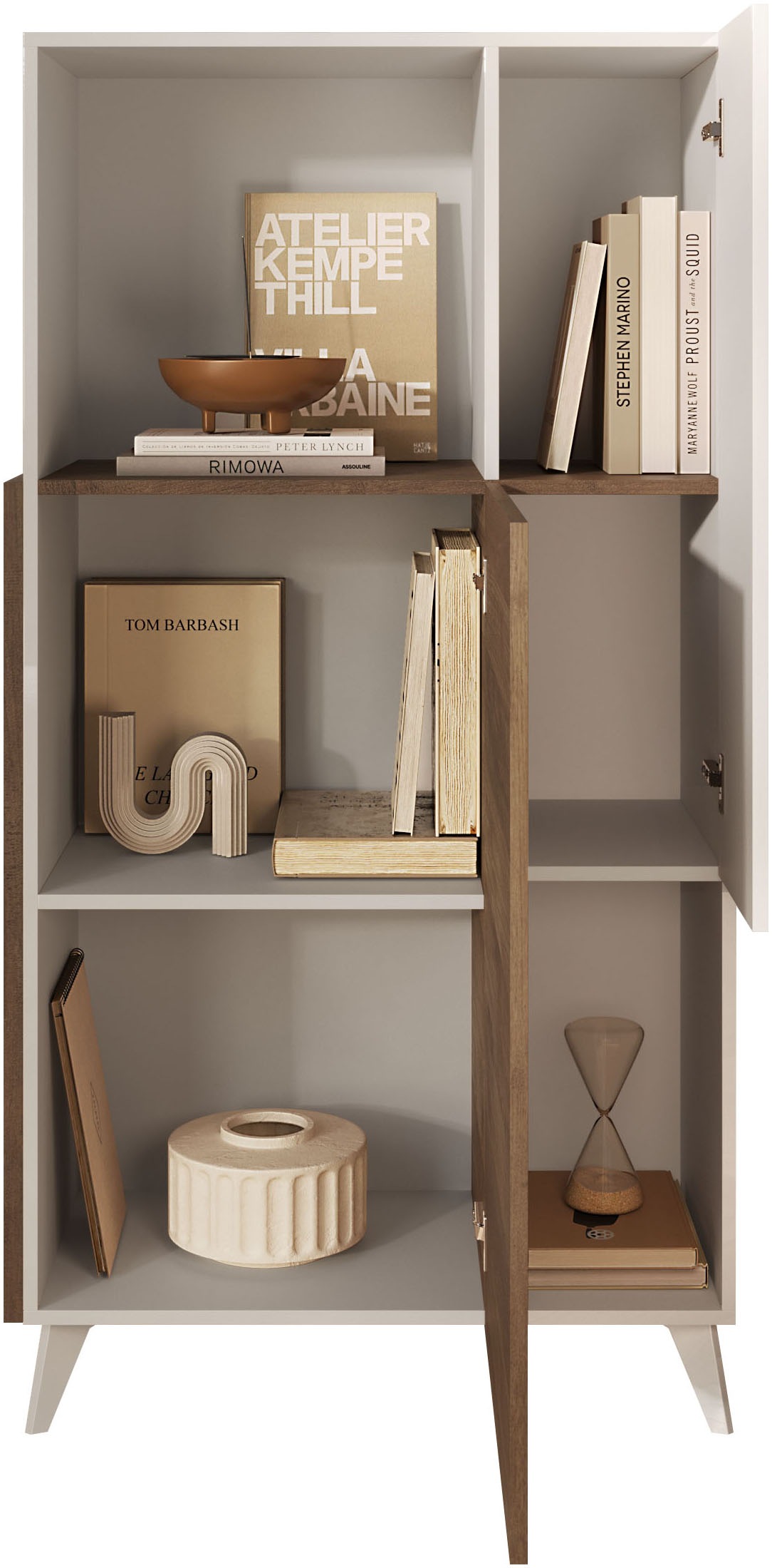 Thumbnail - INOSIGN Highboard "Monaco Höhe 154 cm, Stauraumschrank mit 2 Türen (4 Fächer) und 2 offen", Hohe, schmale Kommode – sanf...