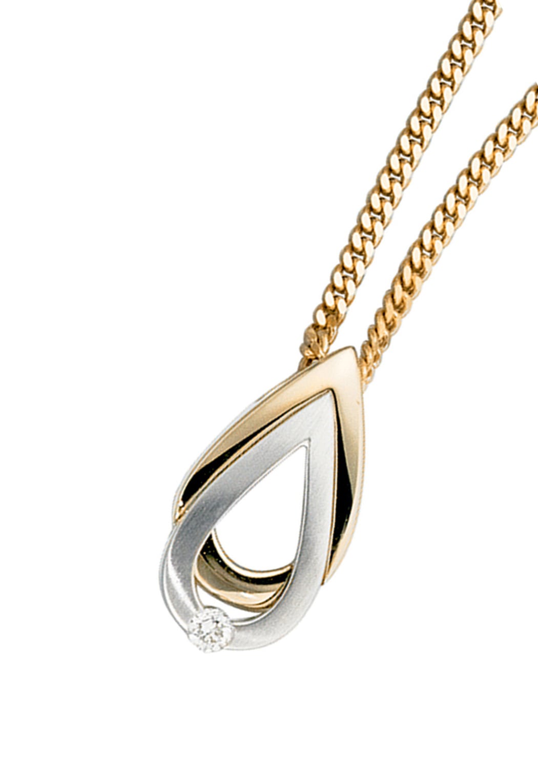 JOBO Kettenanhänger »Anhänger Tropfen 19 mm mit Diamant«  14 Karat 585 Gold bicolor