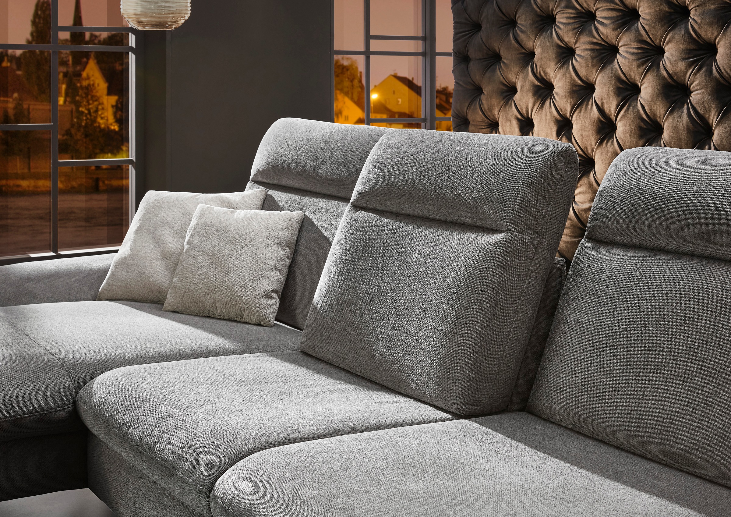 HUKLA Ecksofa »HU-HP22156 L-Form«, inkl. Kopfpolsterverstellung, optional mit Sitztiefenverstellung
