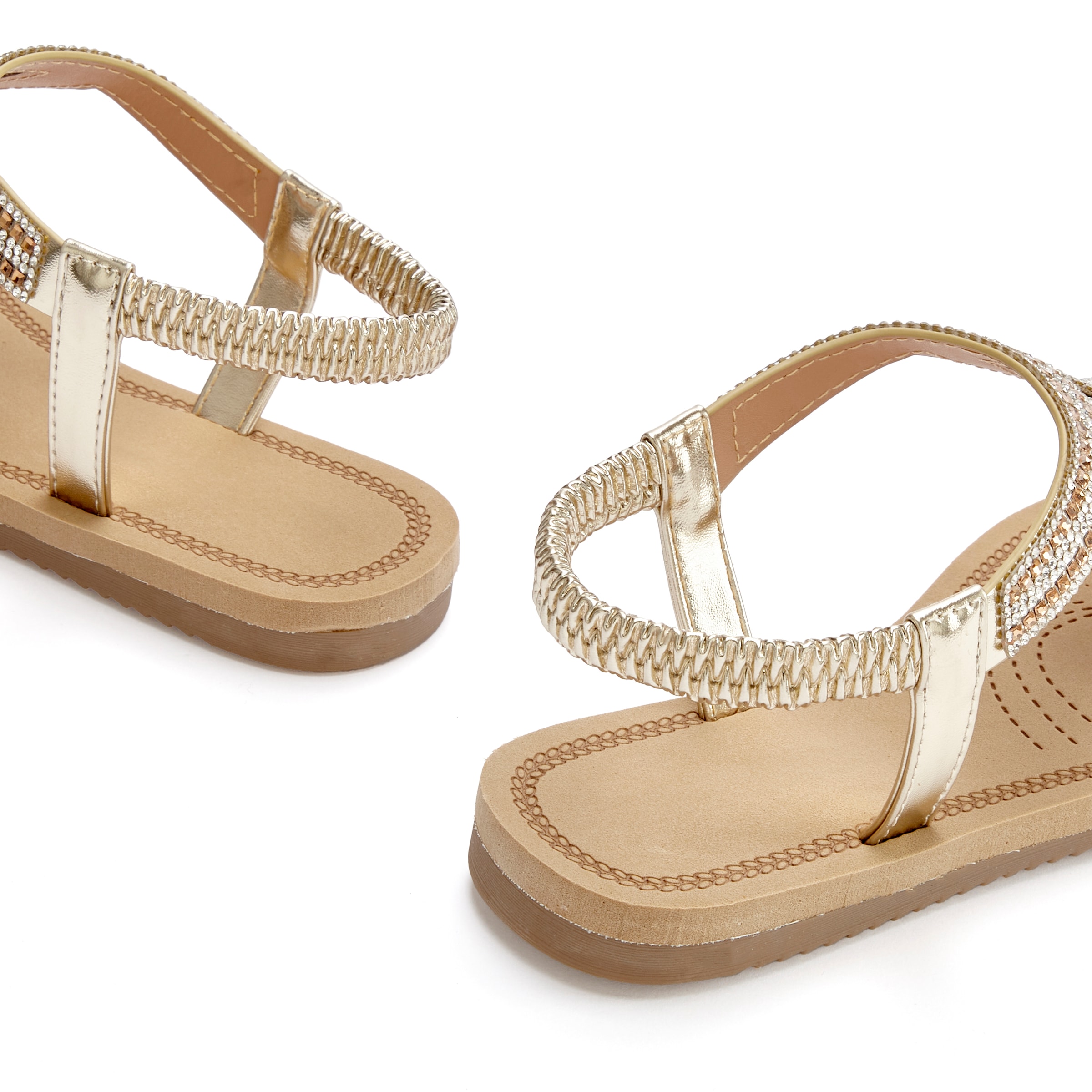 Vivance Sandale »Sandalette, Sommerschuh, offener Schuh«, mit elastischen Riemchen und Glitzersteinchen VEGAN