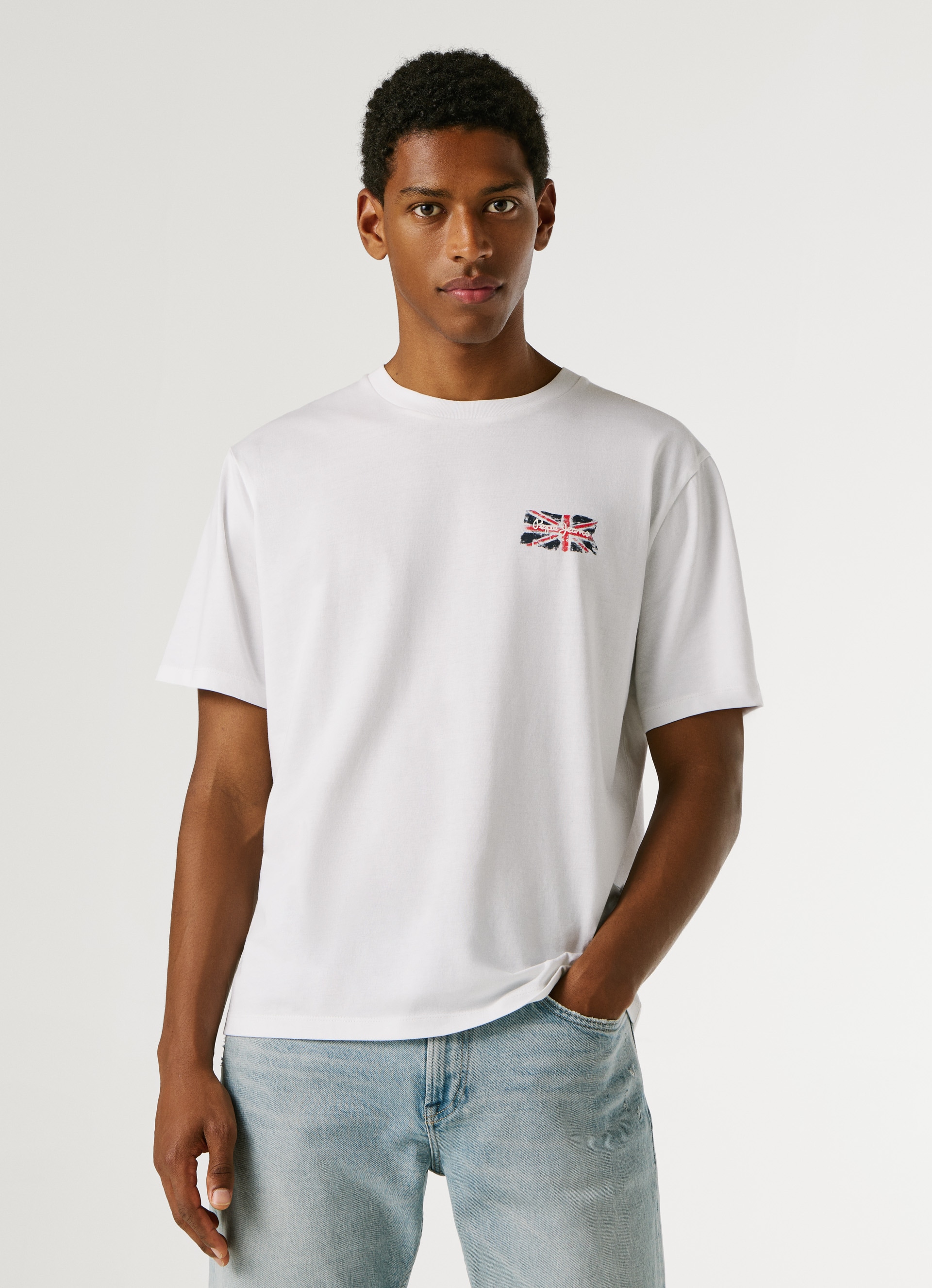 Pepe Jeans T-Shirt »Small Flag« aus reiner Baumwolle, Rundhals