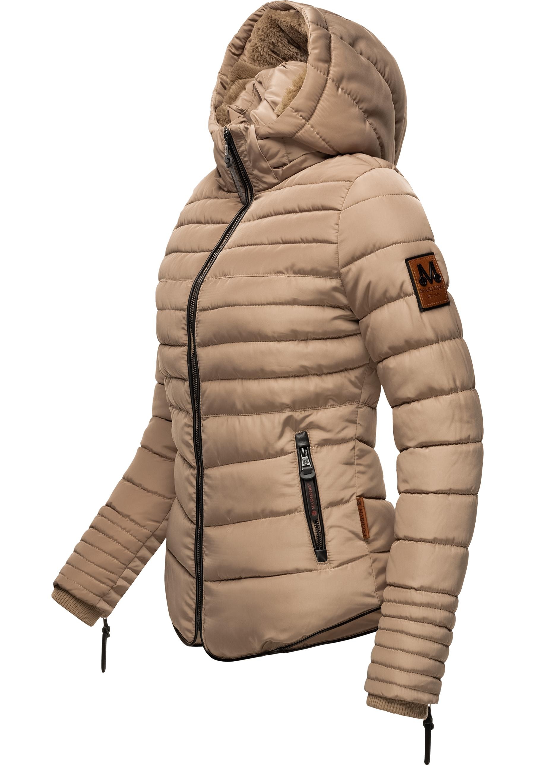 Marikoo Winterjacke "Amber" mit Kapuze stylische Steppjacke mit Teddyfutter günstig online kaufen