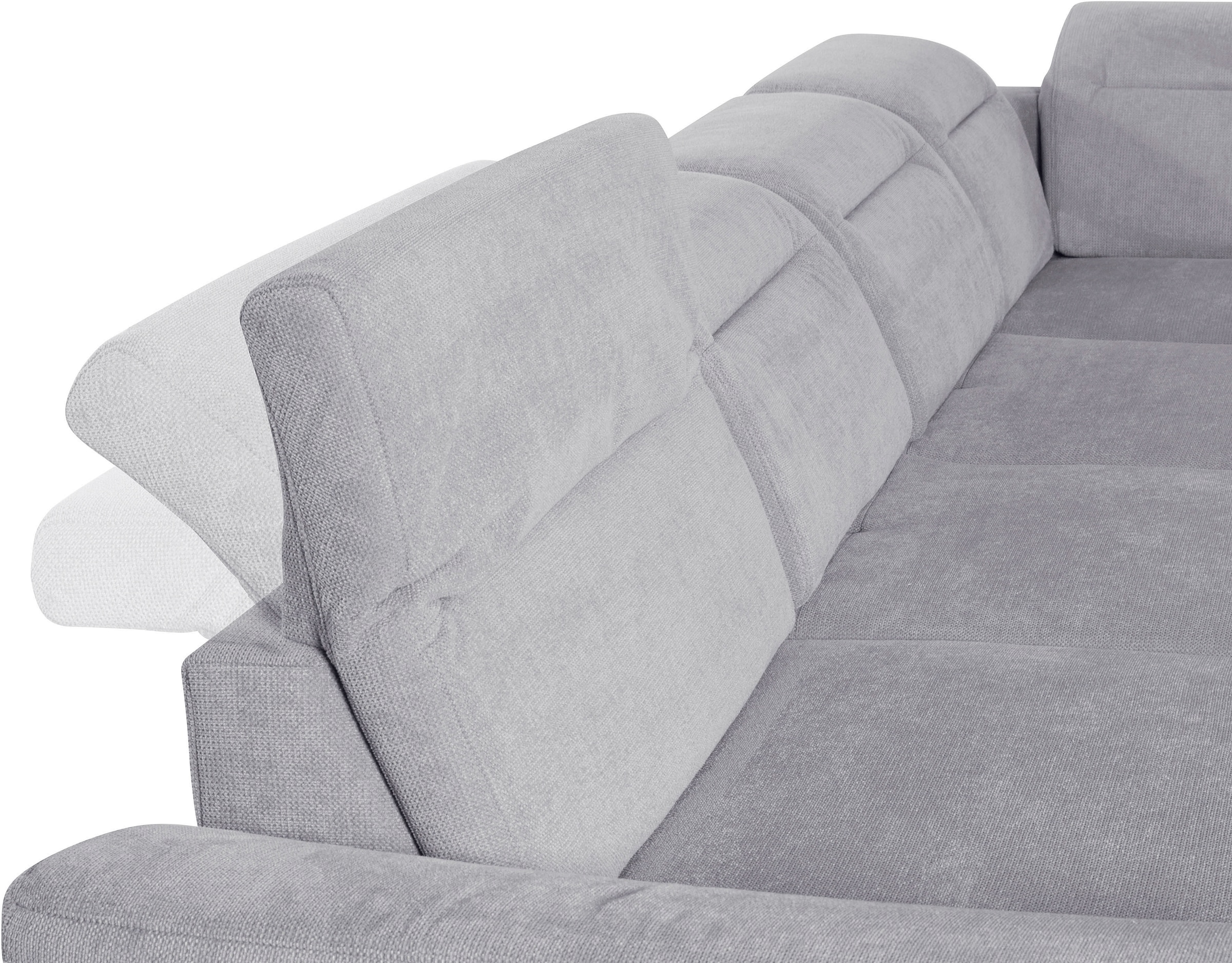 sit&more Wohnlandschaft »Percy U-Form«, 12 cm Fußhöhe, Sitztiefenverstellung, wahlweise in 2 Fußfarben