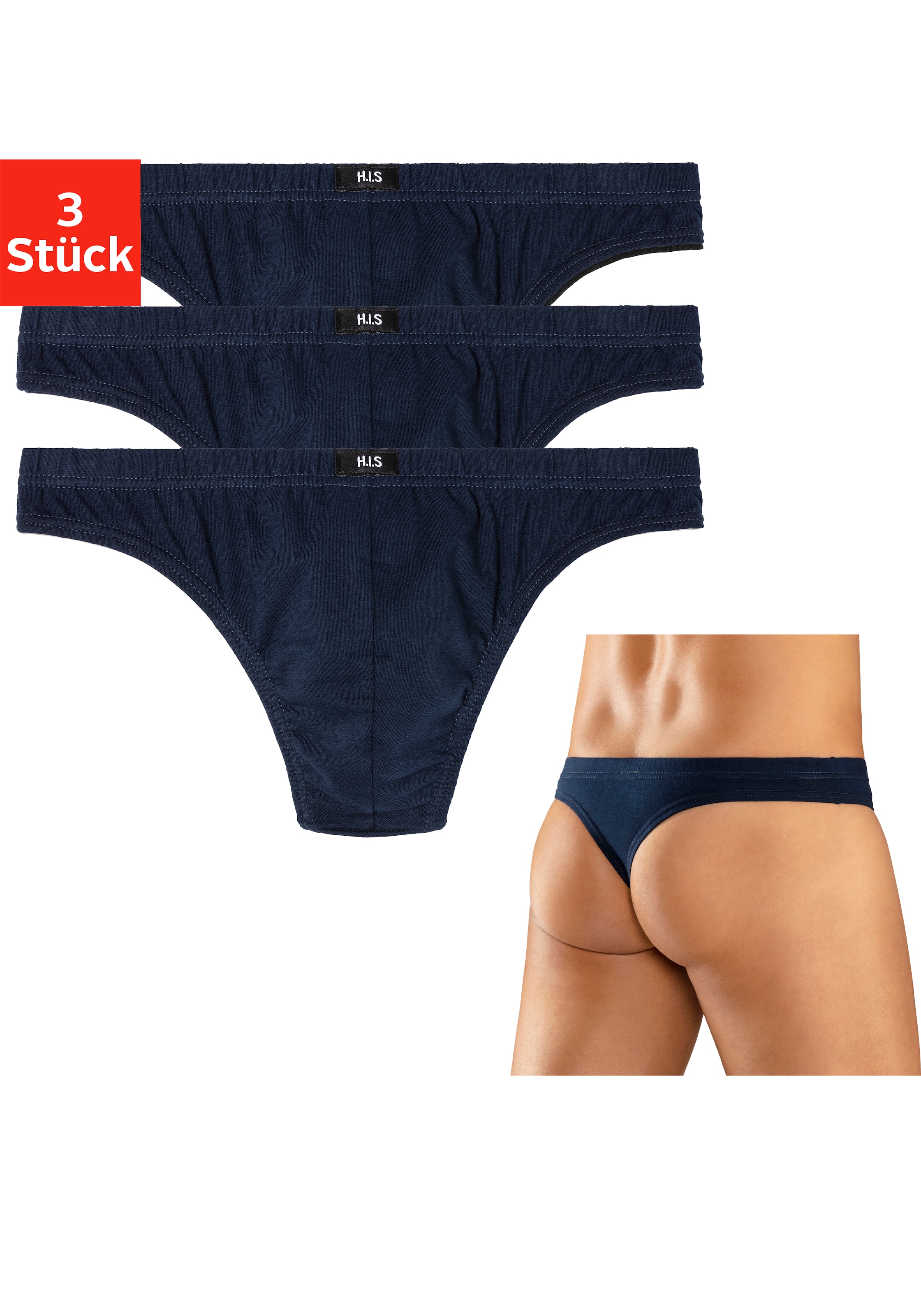 H.I.S String Packung, 3 Stk. aus weichem Baumwoll-Stretch günstig online kaufen