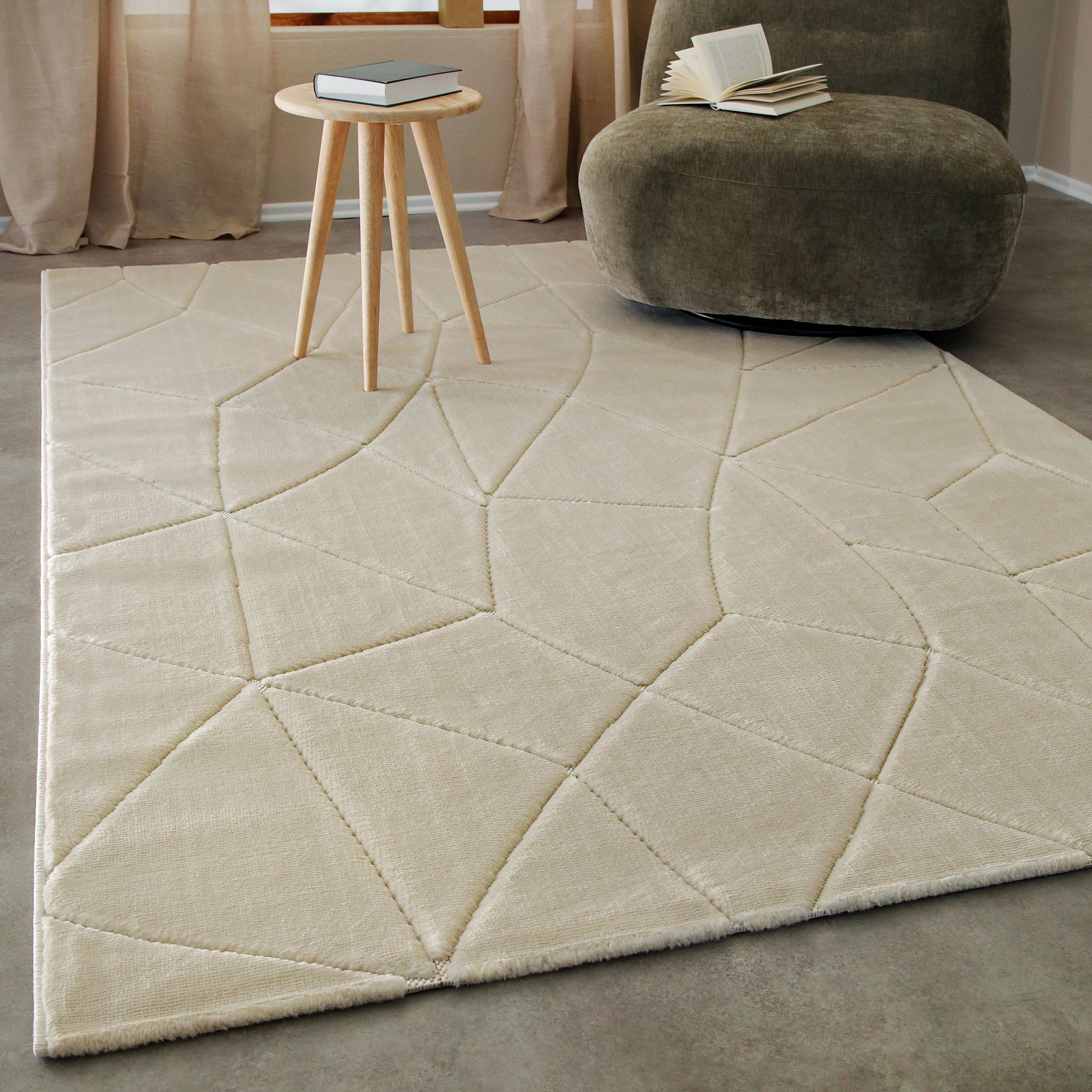 Wecon home Teppich "Unplugged, auch in quadratischer Form" rechteckig 10 mm Höhe Kurzflor, Hoch Tief Struktur, gewebt, Wohnzimmer, Schlafzimmer, modern