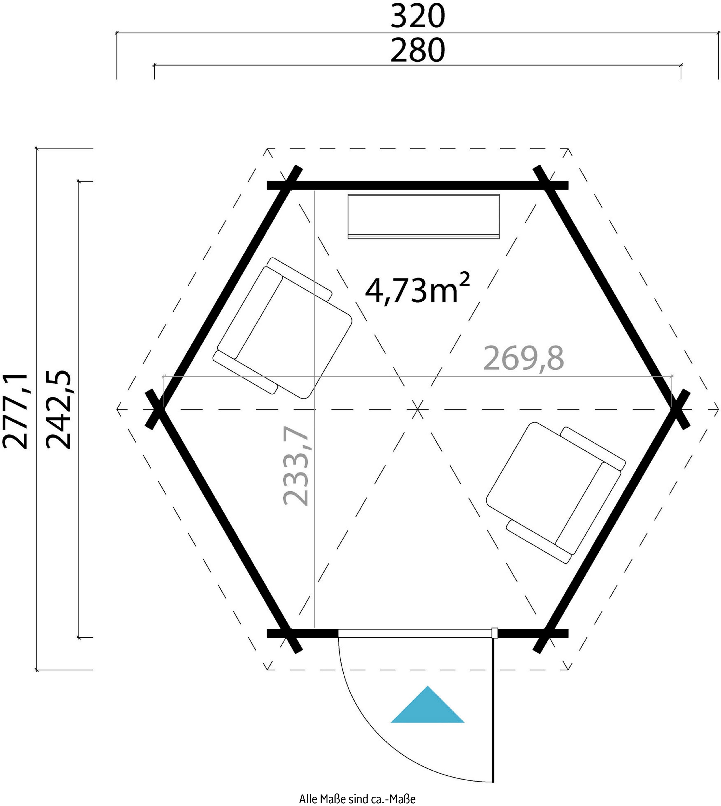 LASITA MAJA Pavillon »Inverness«, (Set, Inklusive Fussbodenbretter zum verlegen), BxT: 320x277,1 cm, Fichtenholz