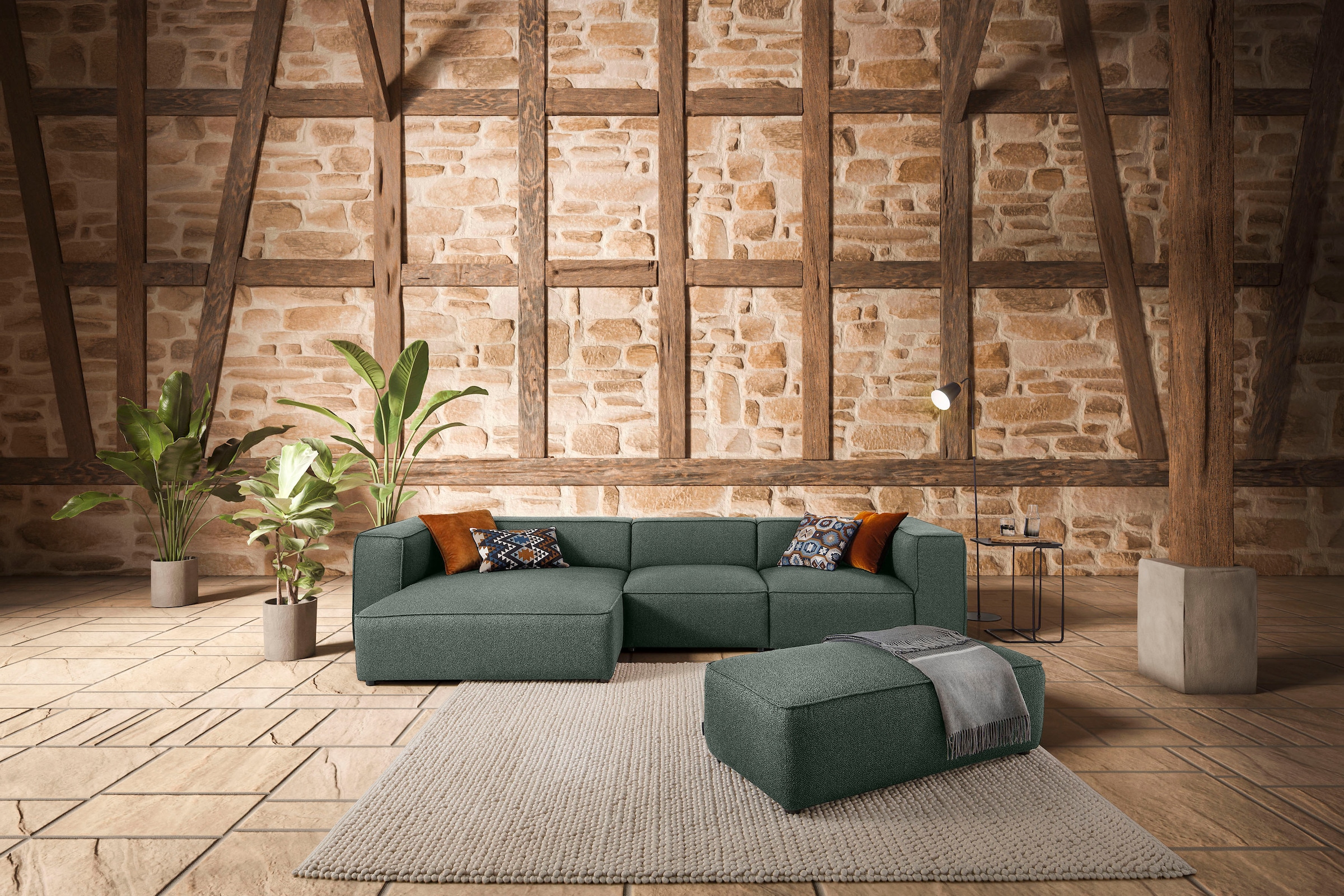 W.SCHILLIG Ecksofa "around-the-block Mega Sofa, viel Platz und hoher Sitzkomfort, L-Form" mit eleganter Biese, mit Federkern, Breite 341 cm